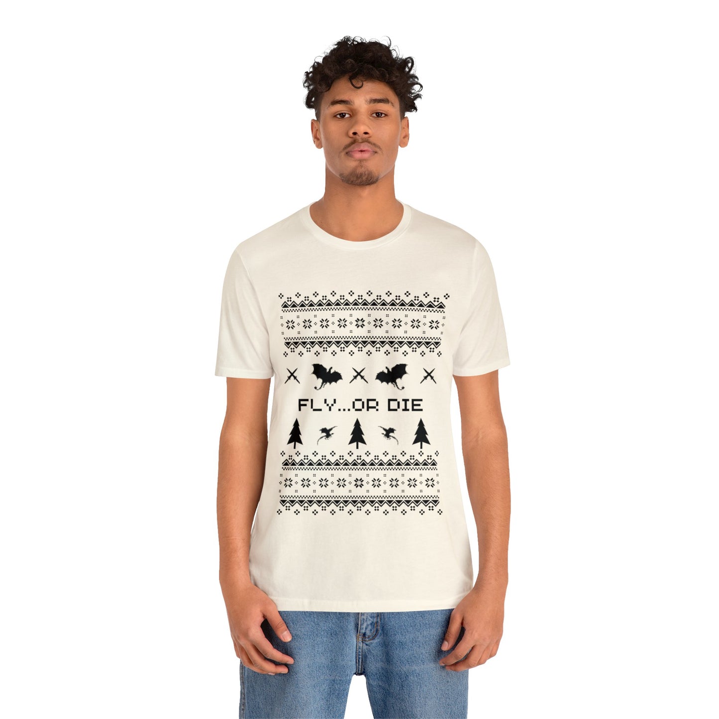 8-bit Fair Isle Dragon Christmas - Version 2 - Unisex T-shirt