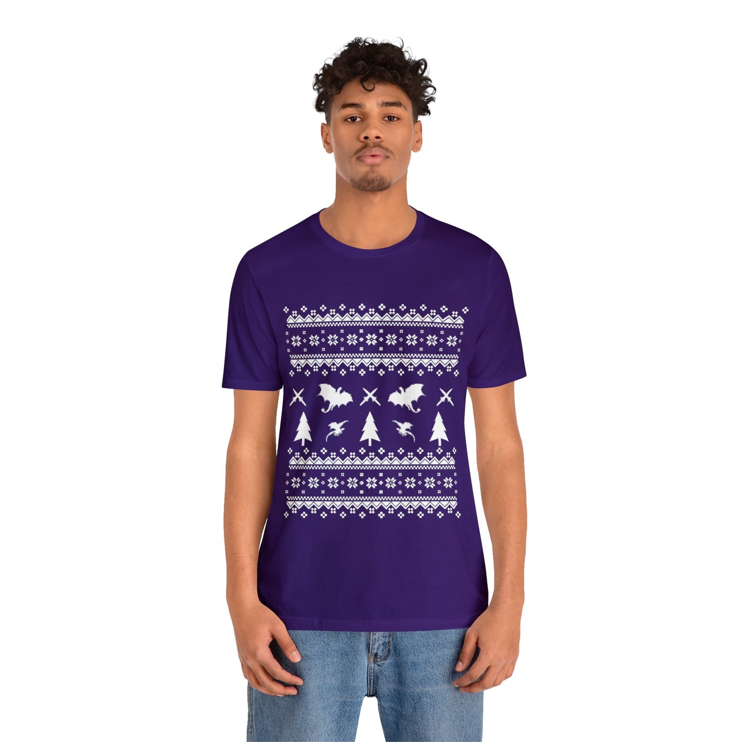8-bit Fair Isle Dragon Christmas - Version 1 - Unisex T-shirt