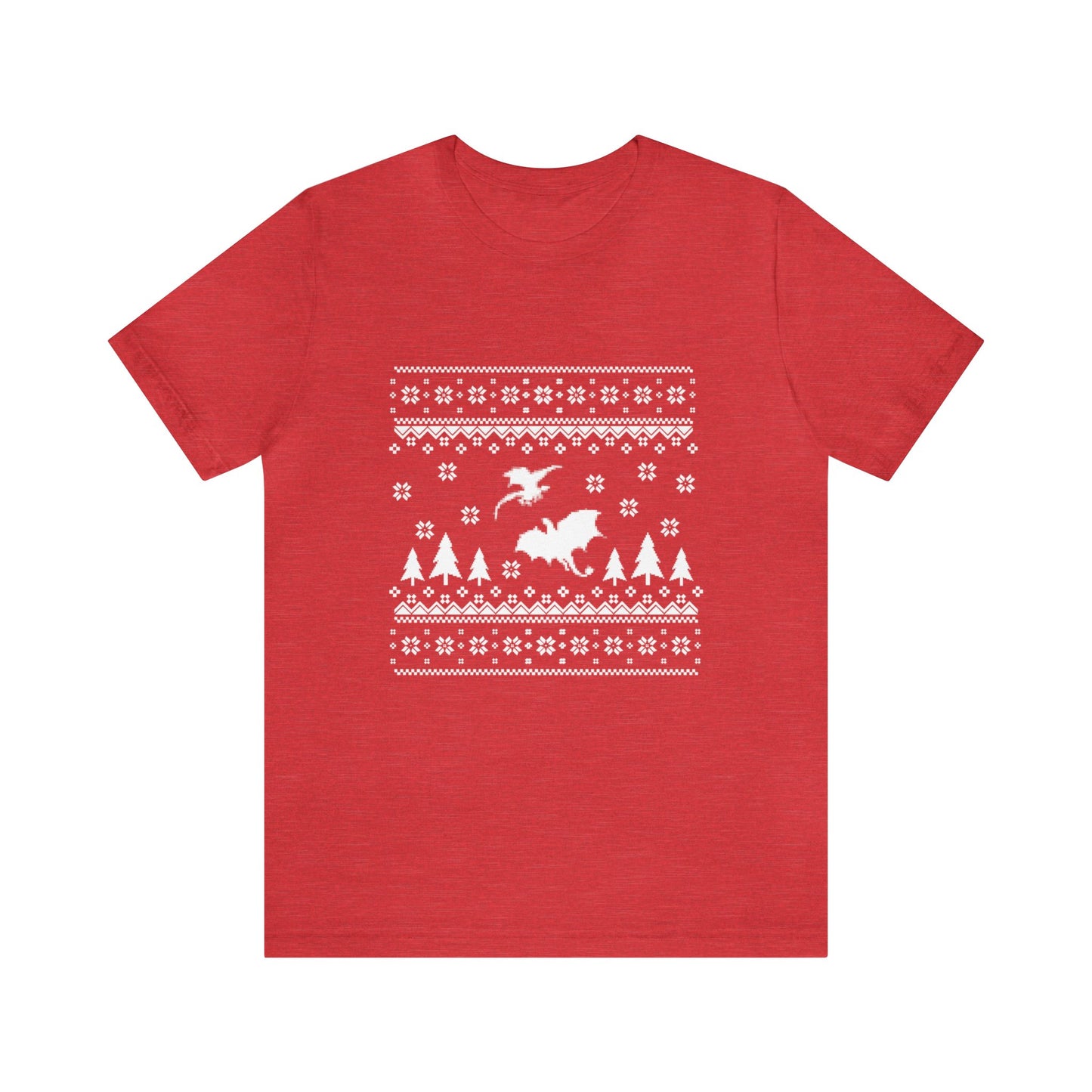 8-bit Fair Isle Dragon Christmas Version 5 - Unisex T-shirt