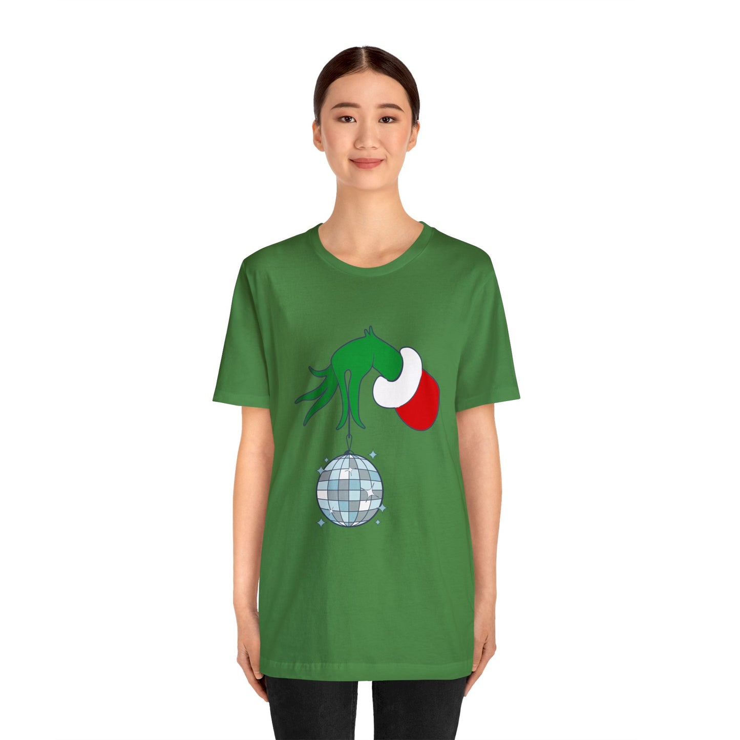 Back design - Grinchy Groovy and Bright Jingle Disco Ball - Unisex T-shirt