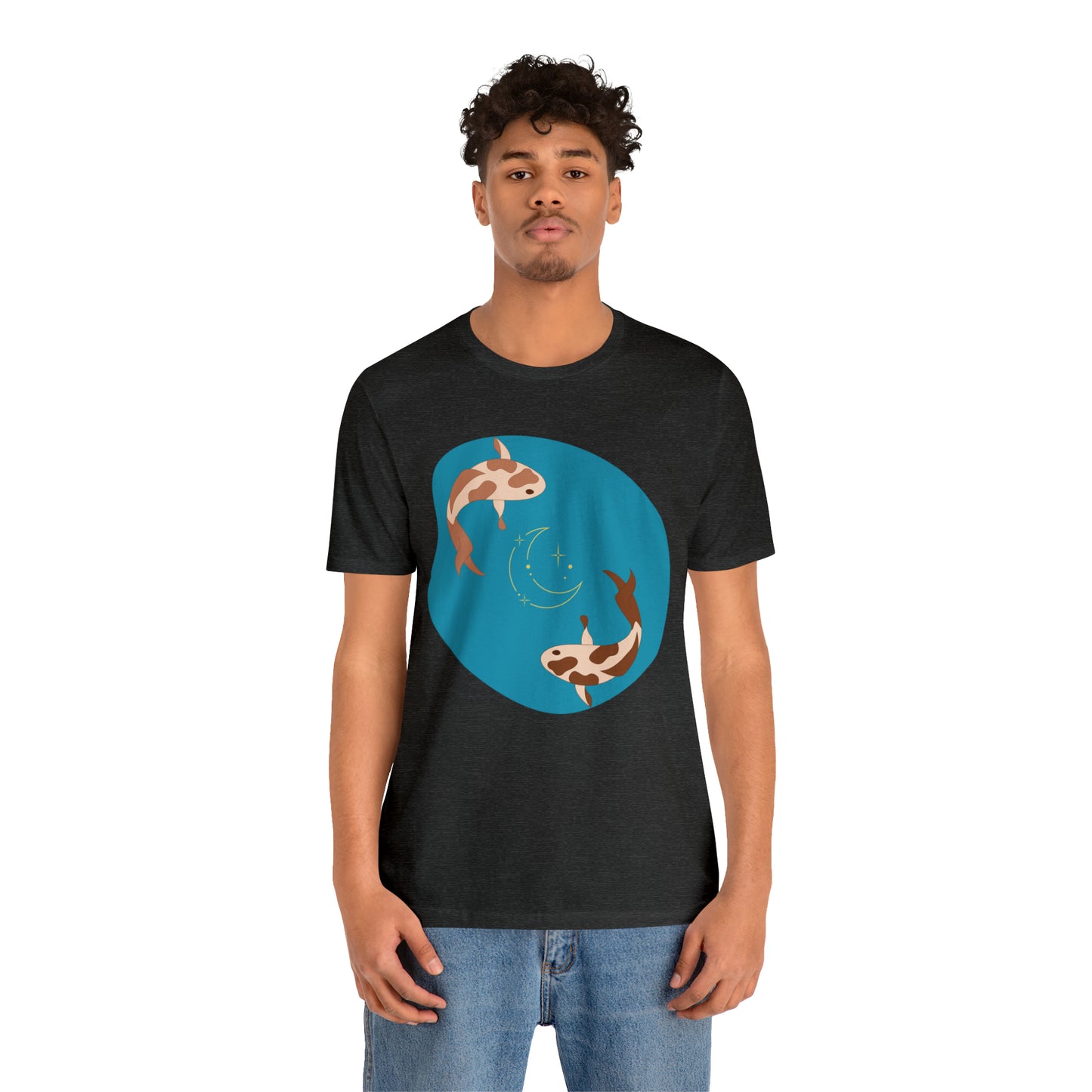 Blue Pond Moon Koi, Unisex Jersey Short Sleeve Tee