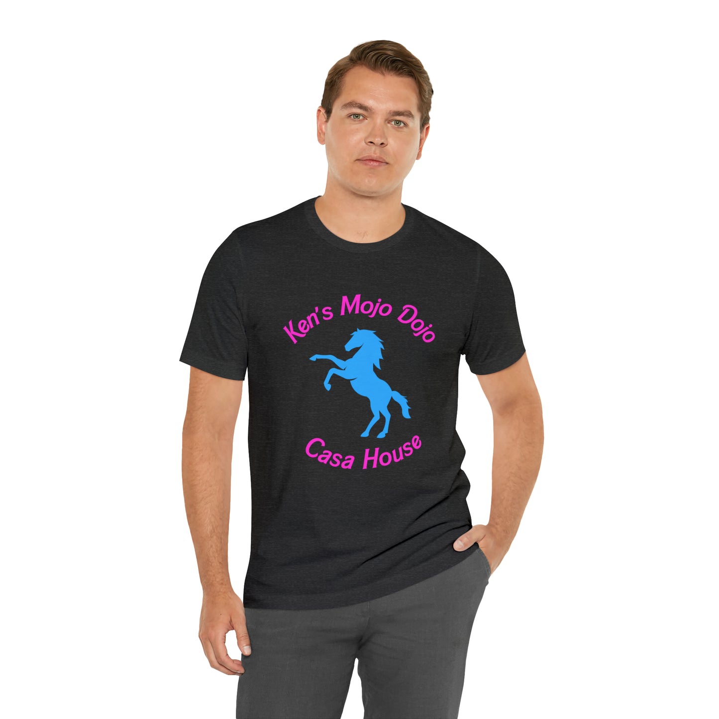 Neon Pink and Blue: Ken's Mojo Dojo Casa House, Unisex Jersey Short Sleeve Tee