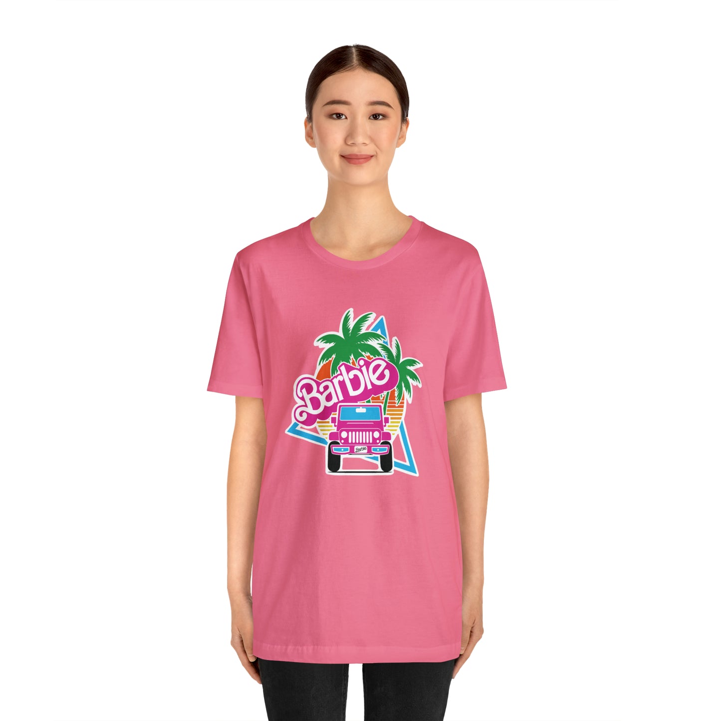 Signature Pink Barbie, Beep Beep Barbie Jeep, Unisex Jersey Short Sleeve Tee