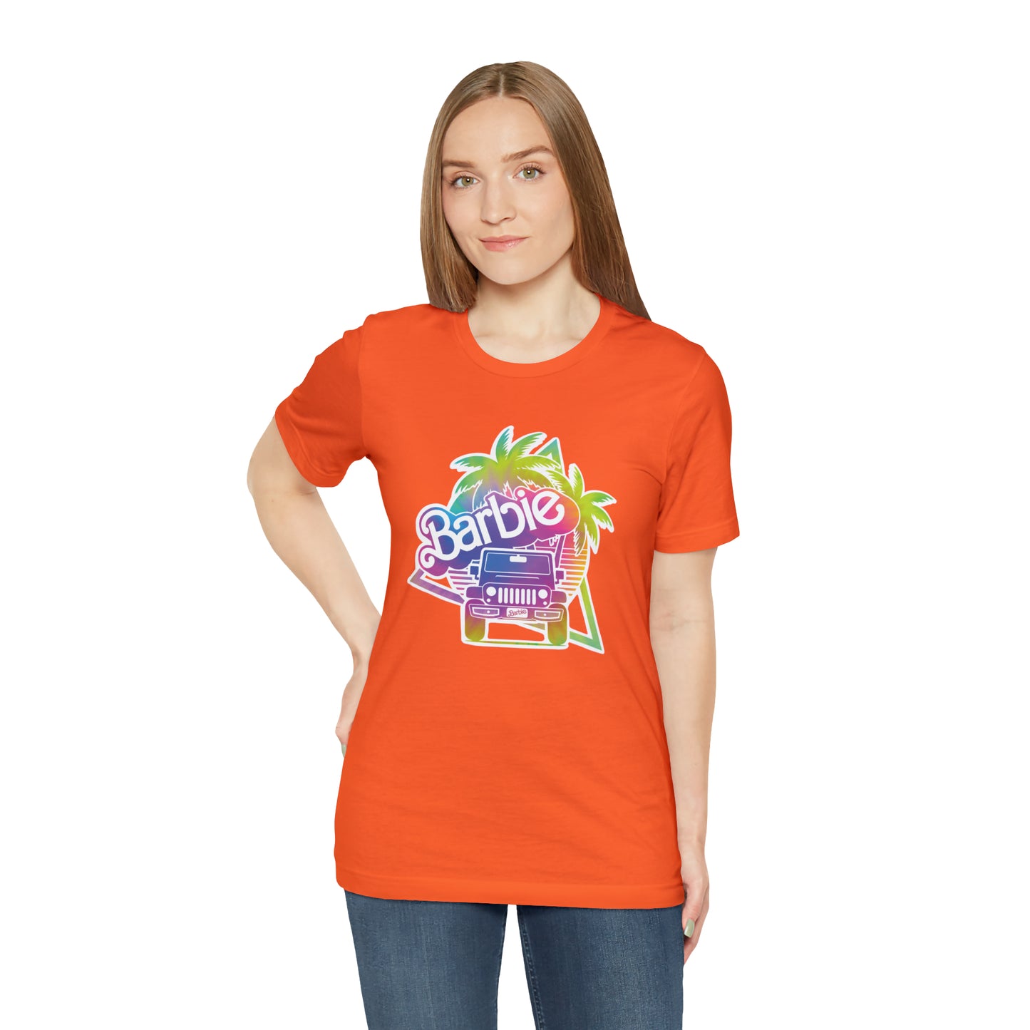 Tie dye 1, Beep Beep Barbie Jeep, Unisex Jersey Short Sleeve Tee