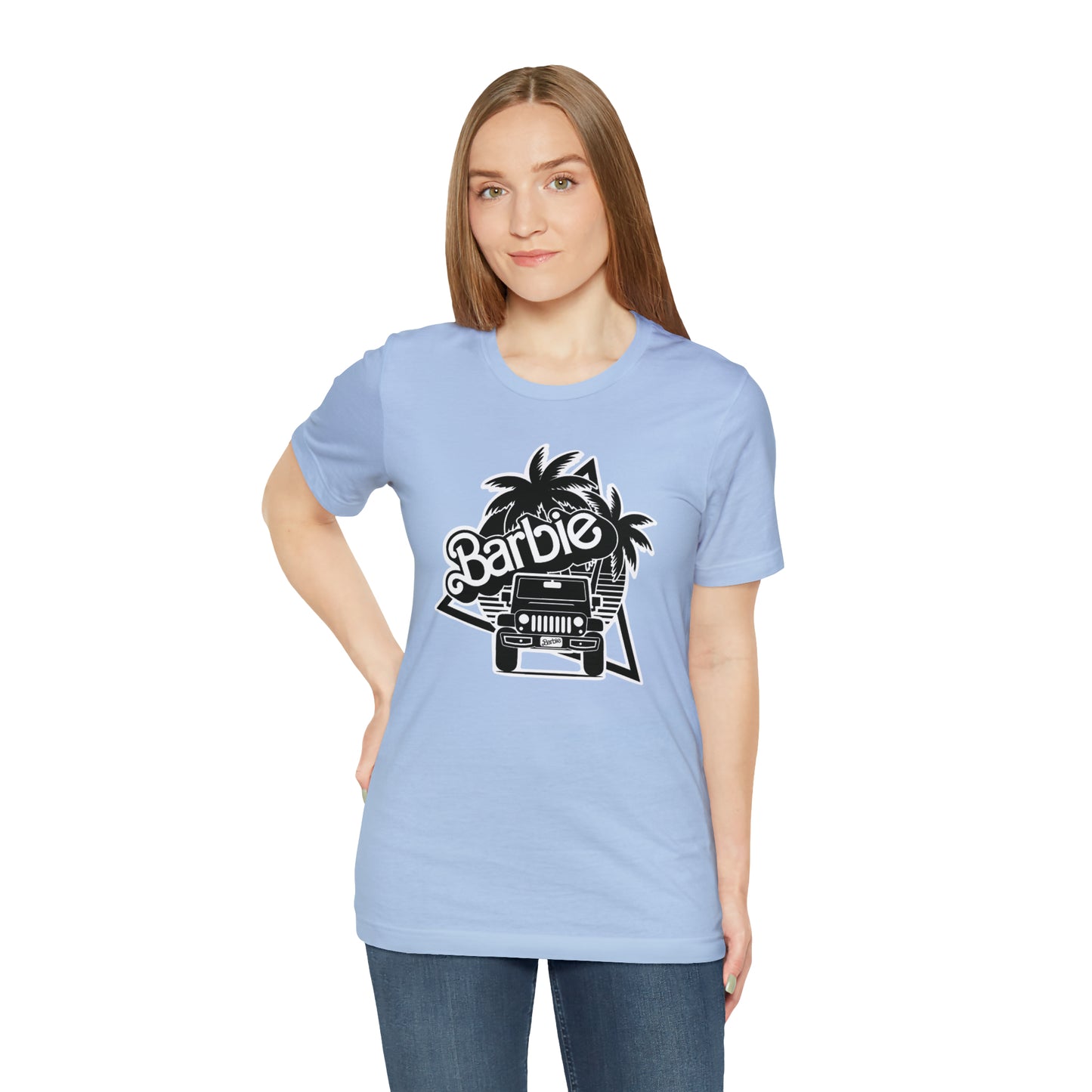 Black and White, Beep Beep Barbie Jeep, Unisex Jersey Short Sleeve Tee