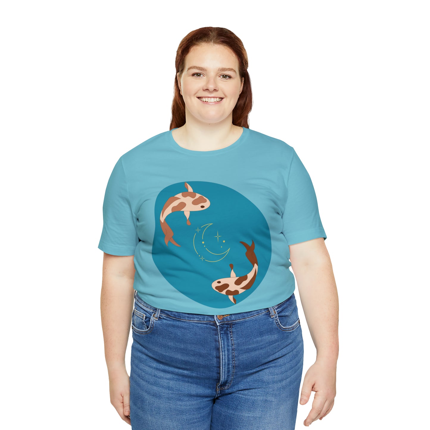 Blue Pond Moon Koi, Unisex Jersey Short Sleeve Tee