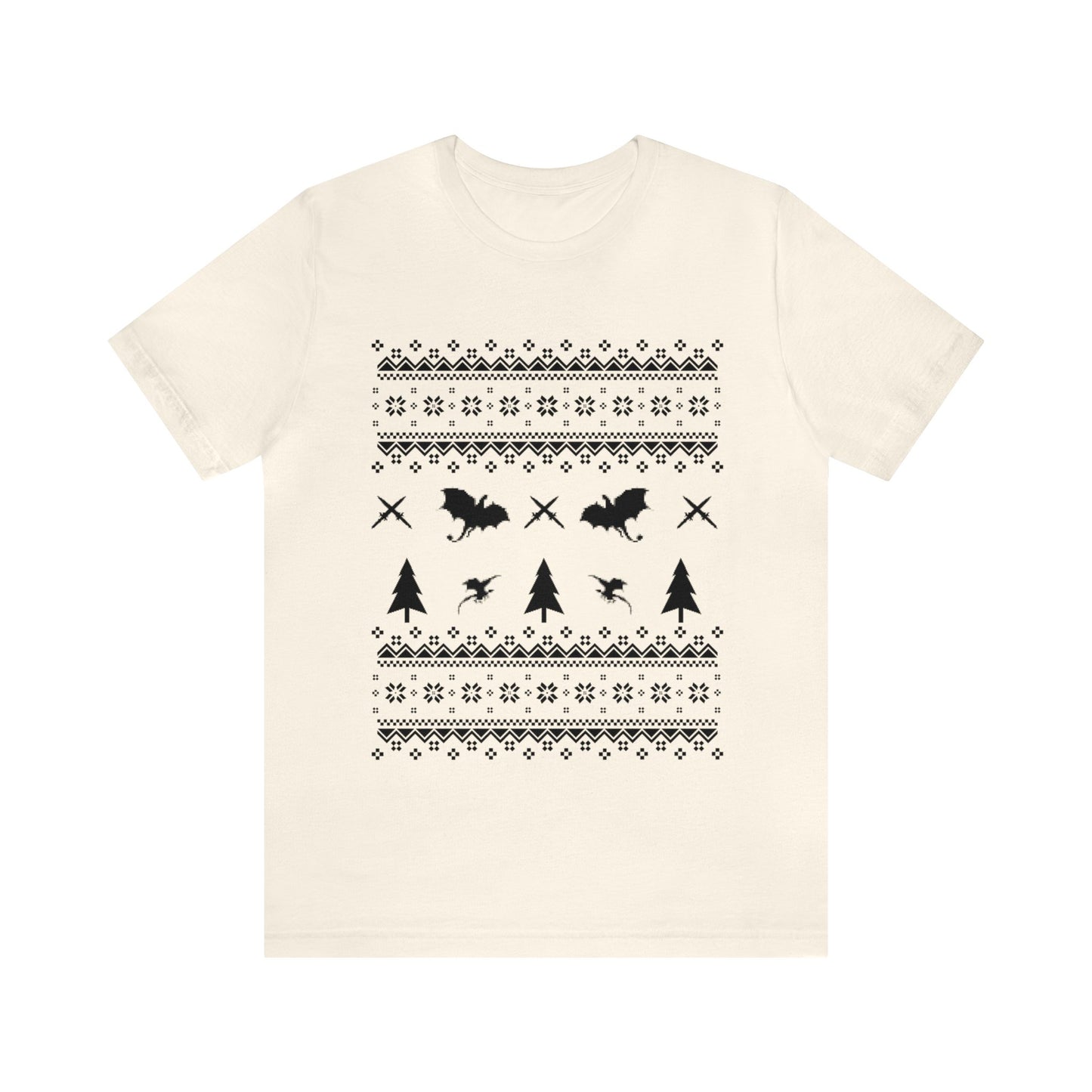 8-bit Fair Isle Dragon Christmas - Version 1 - Unisex T-shirt