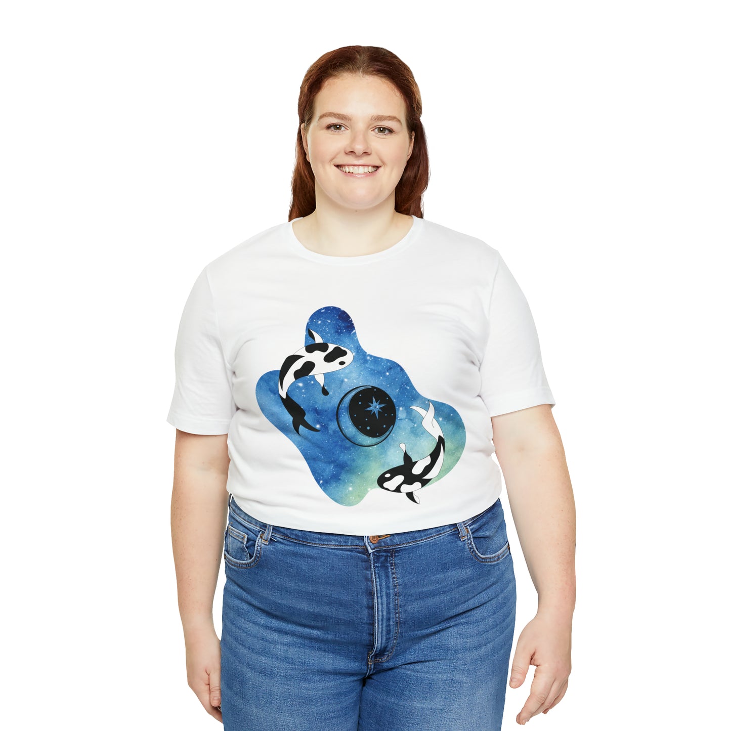 Watercolor Space Koi, Unisex Jersey Short Sleeve Tee