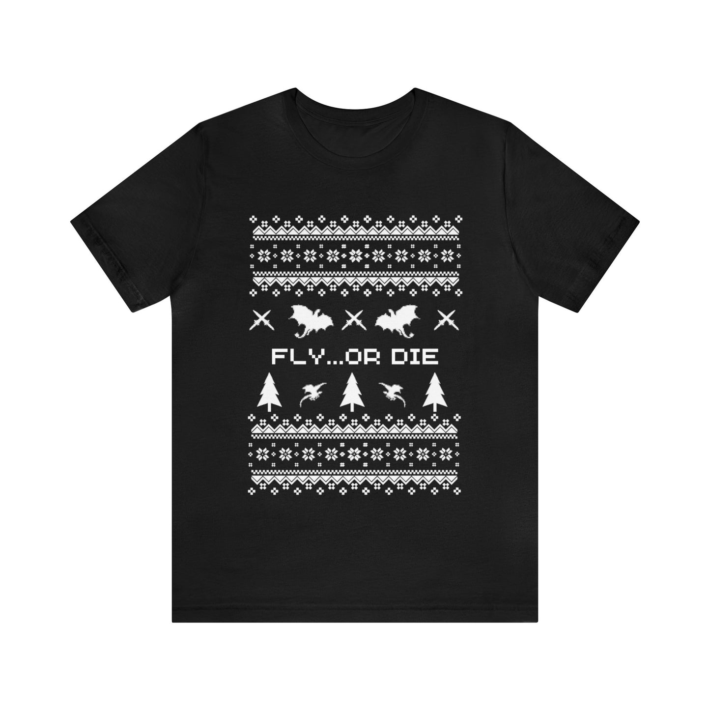 8-bit Fair Isle Dragon Christmas - Version 2 - Unisex T-shirt