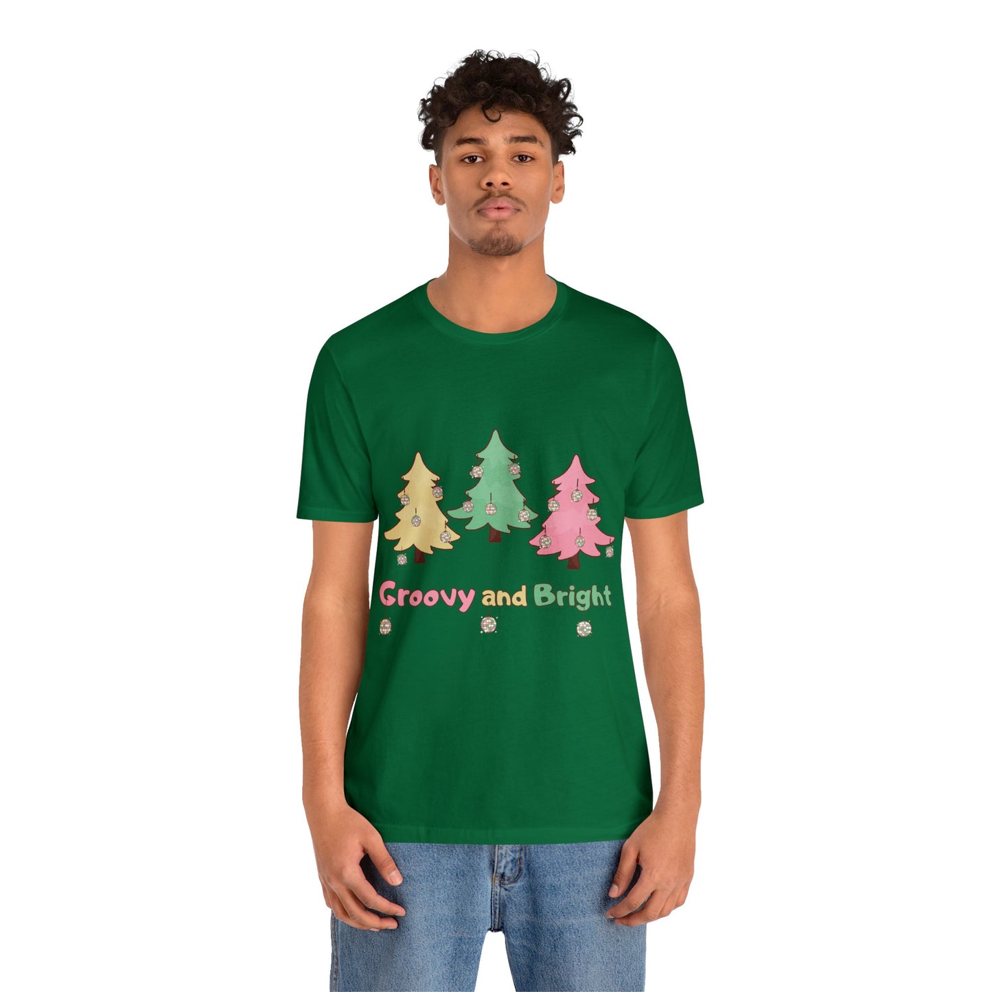 Pink Trees Farm Groovy and Bright Jingle Disco Ball on back - Unisex T-shirt