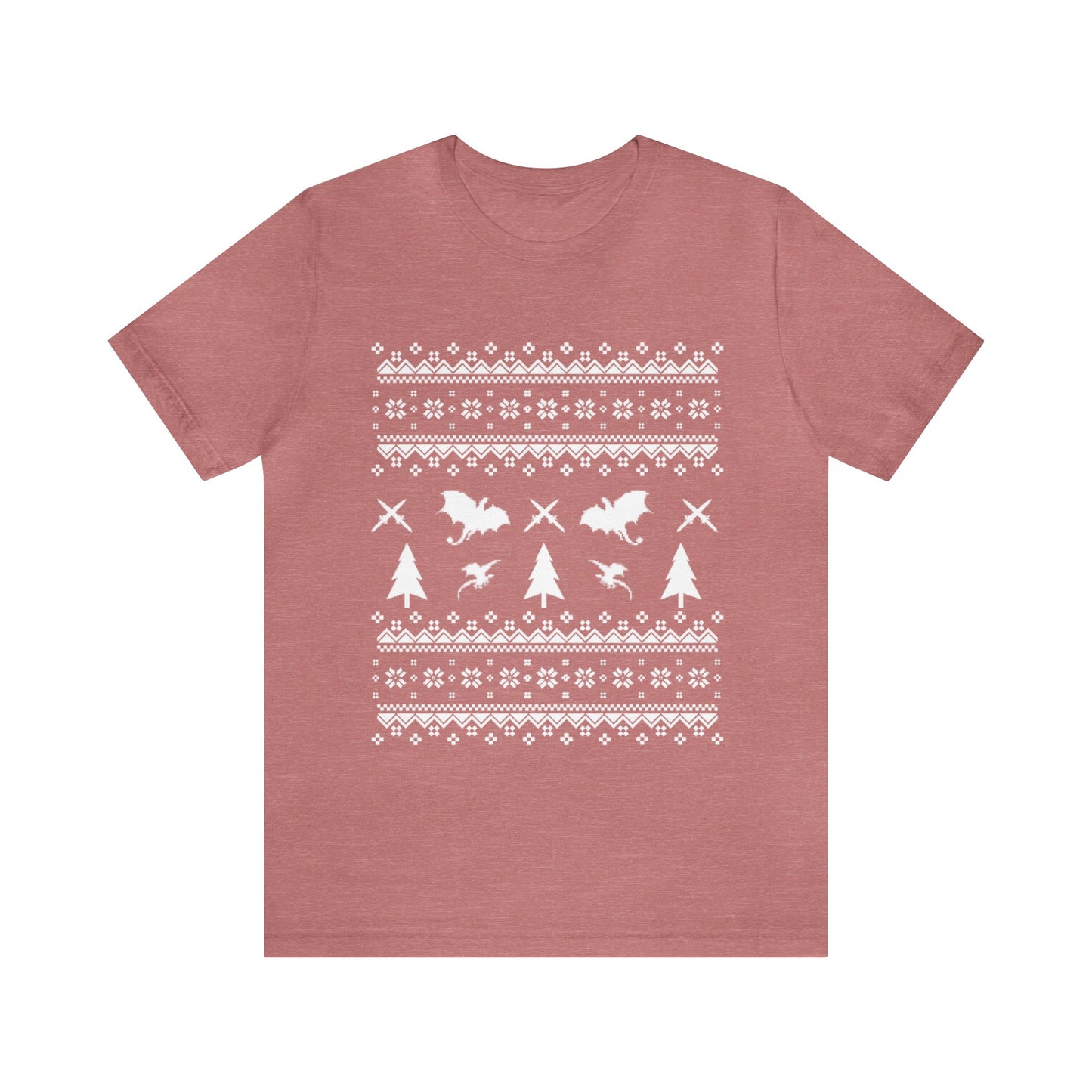 8-bit Fair Isle Dragon Christmas - Version 1 - Unisex T-shirt