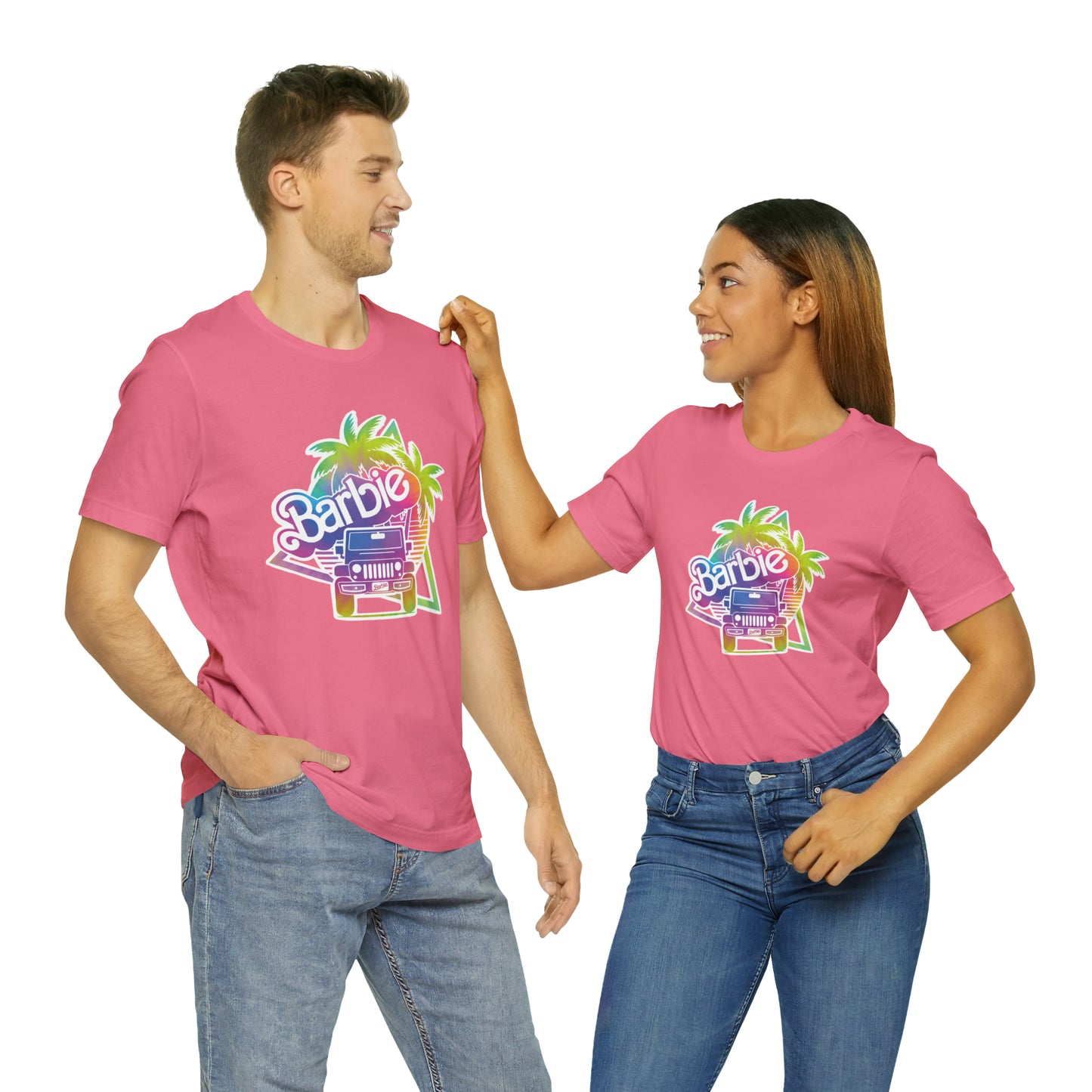 Tie dye 1, Beep Beep Barbie Jeep, Unisex Jersey Short Sleeve Tee