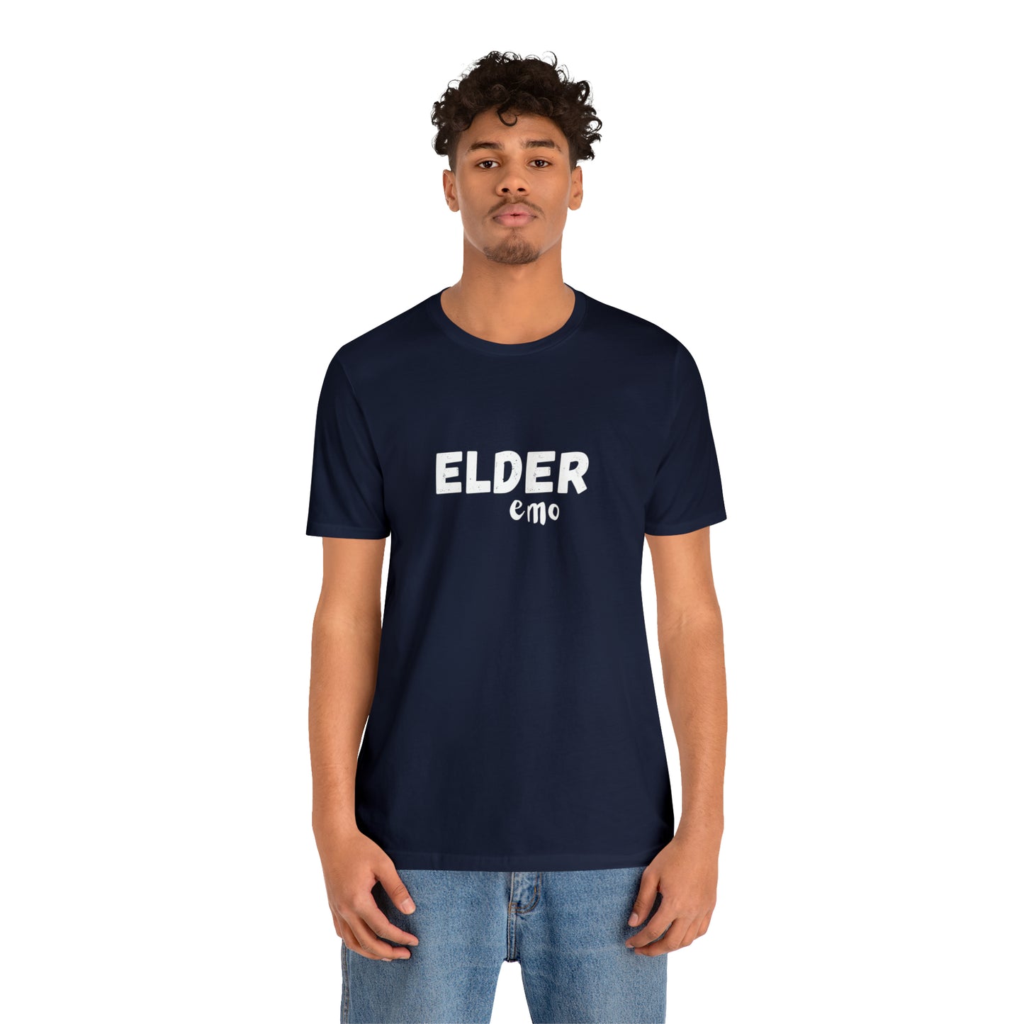 No paint WHITE LETTER Elder Emo, Unisex Jersey Short Sleeve Tee