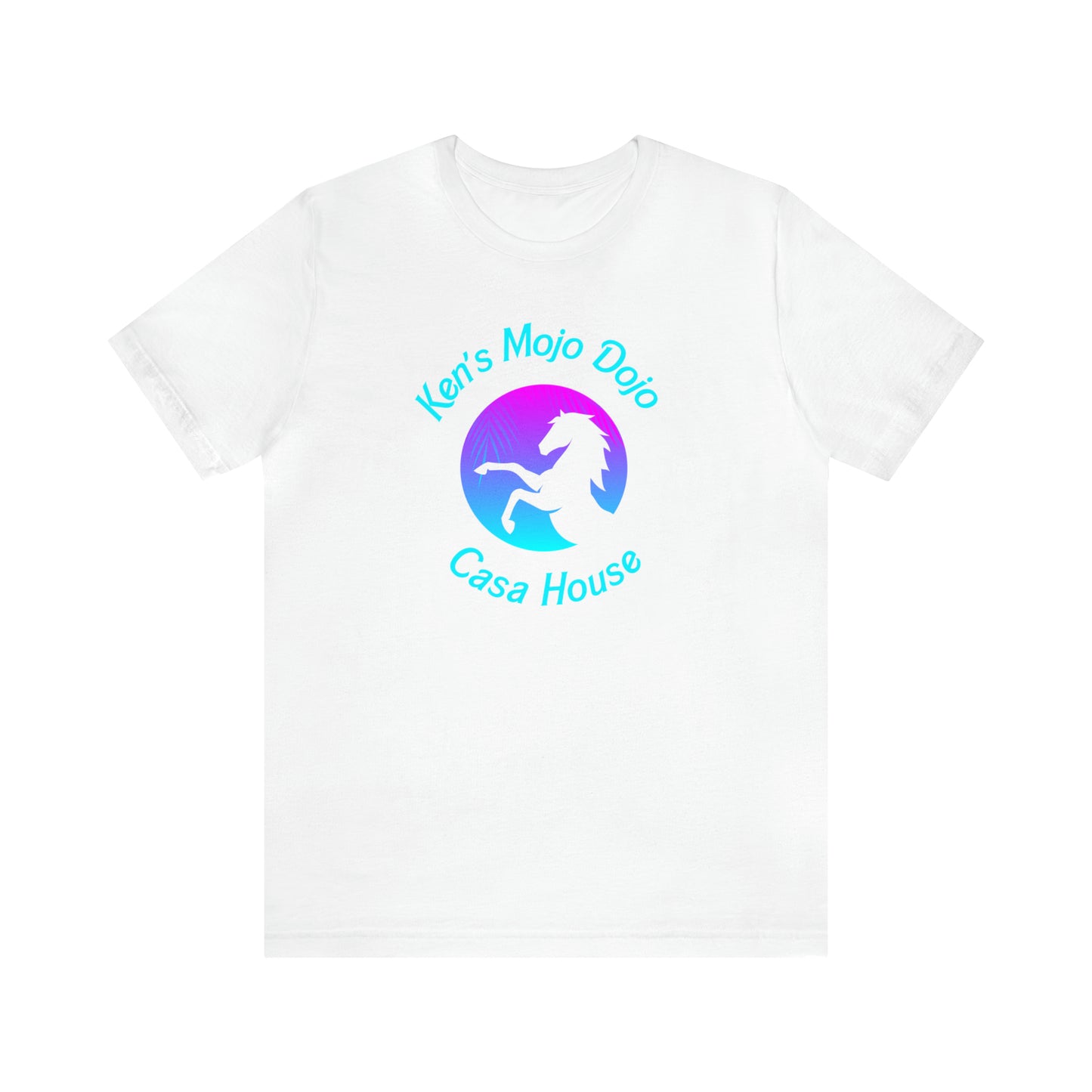 Neon Teal Moon: Mojo Dojo Casa House, Unisex Jersey Short Sleeve Tee