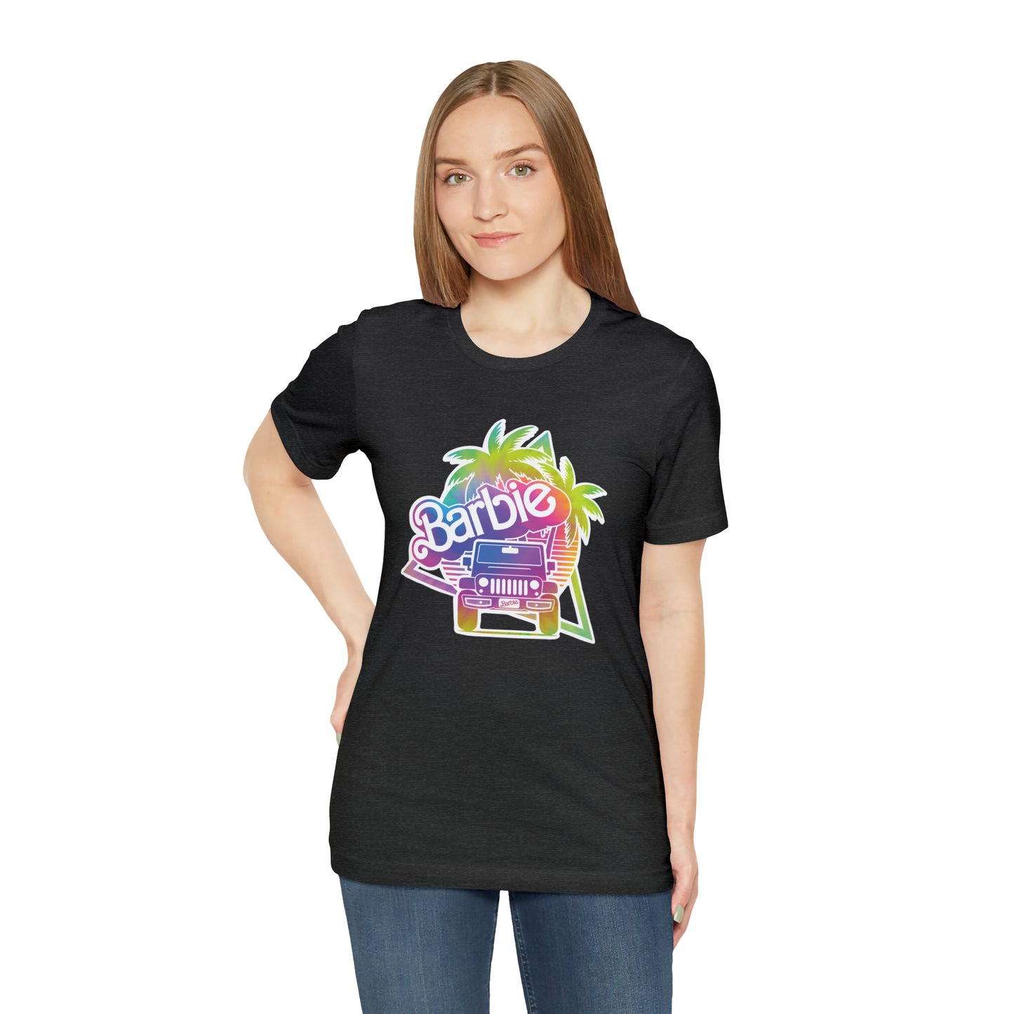 Tie dye 1, Beep Beep Barbie Jeep, Unisex Jersey Short Sleeve Tee
