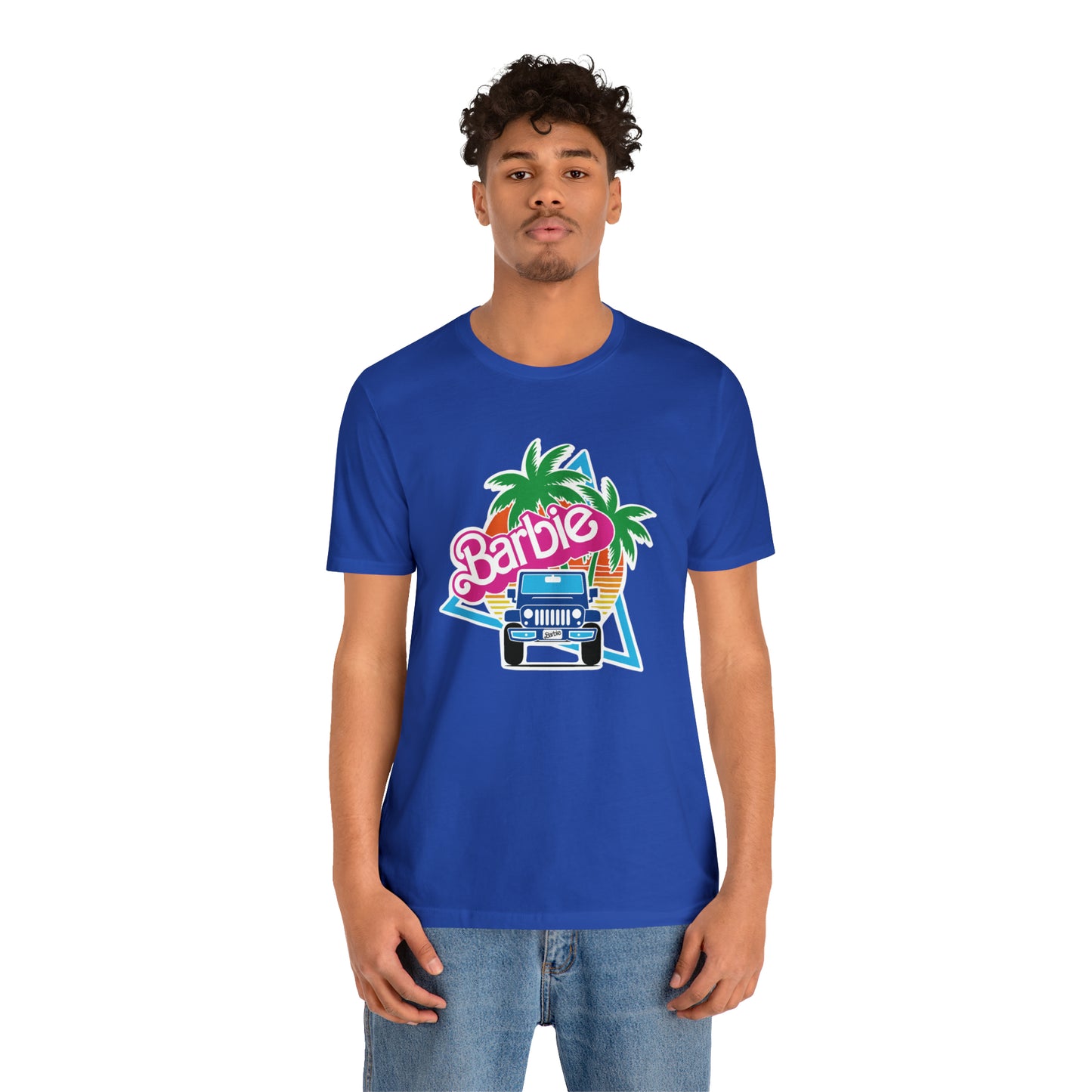 Blue jeep, Beep Beep Barbie Jeep, Unisex Jersey Short Sleeve Tee
