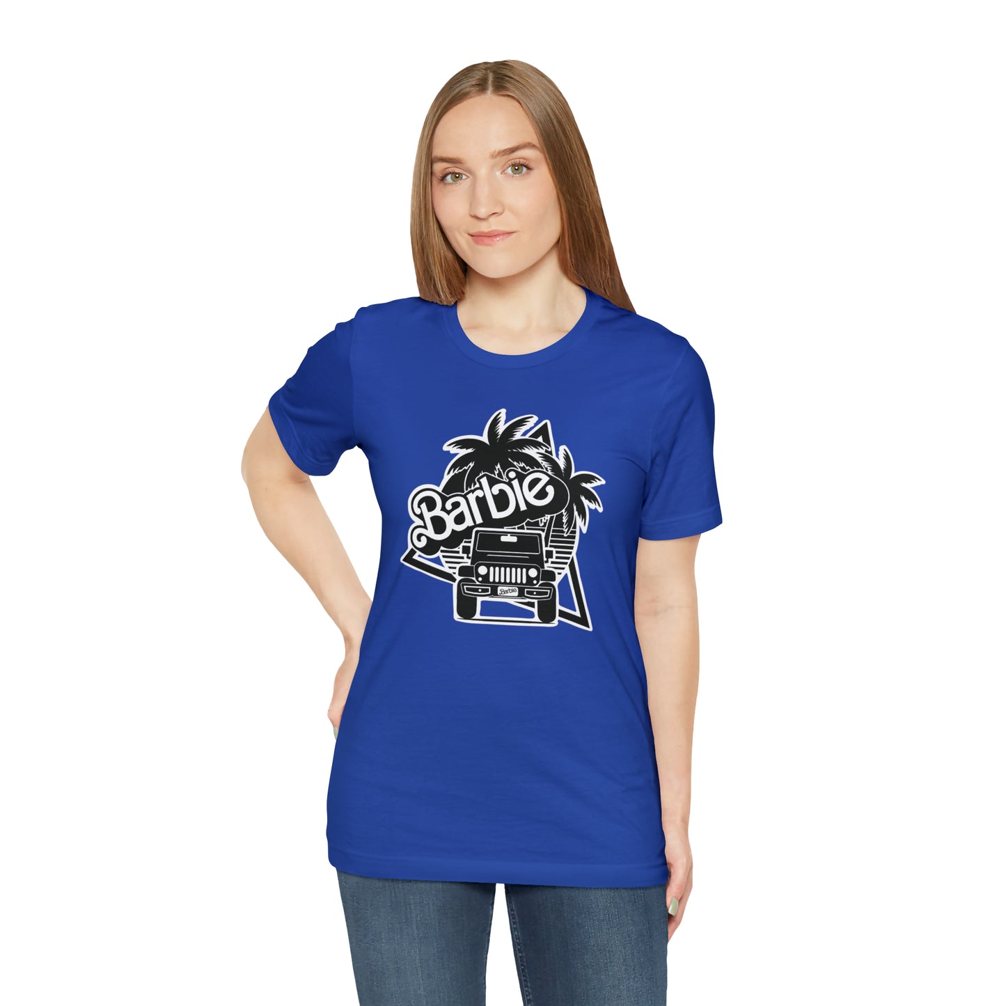 Black and White, Beep Beep Barbie Jeep, Unisex Jersey Short Sleeve Tee