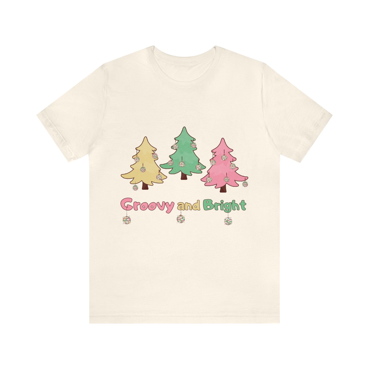 Pink Trees Farm Groovy and Bright Jingle Disco Ball on back - Unisex T-shirt