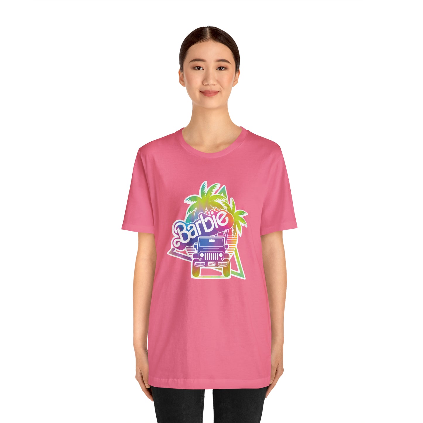 Tie dye 1, Beep Beep Barbie Jeep, Unisex Jersey Short Sleeve Tee
