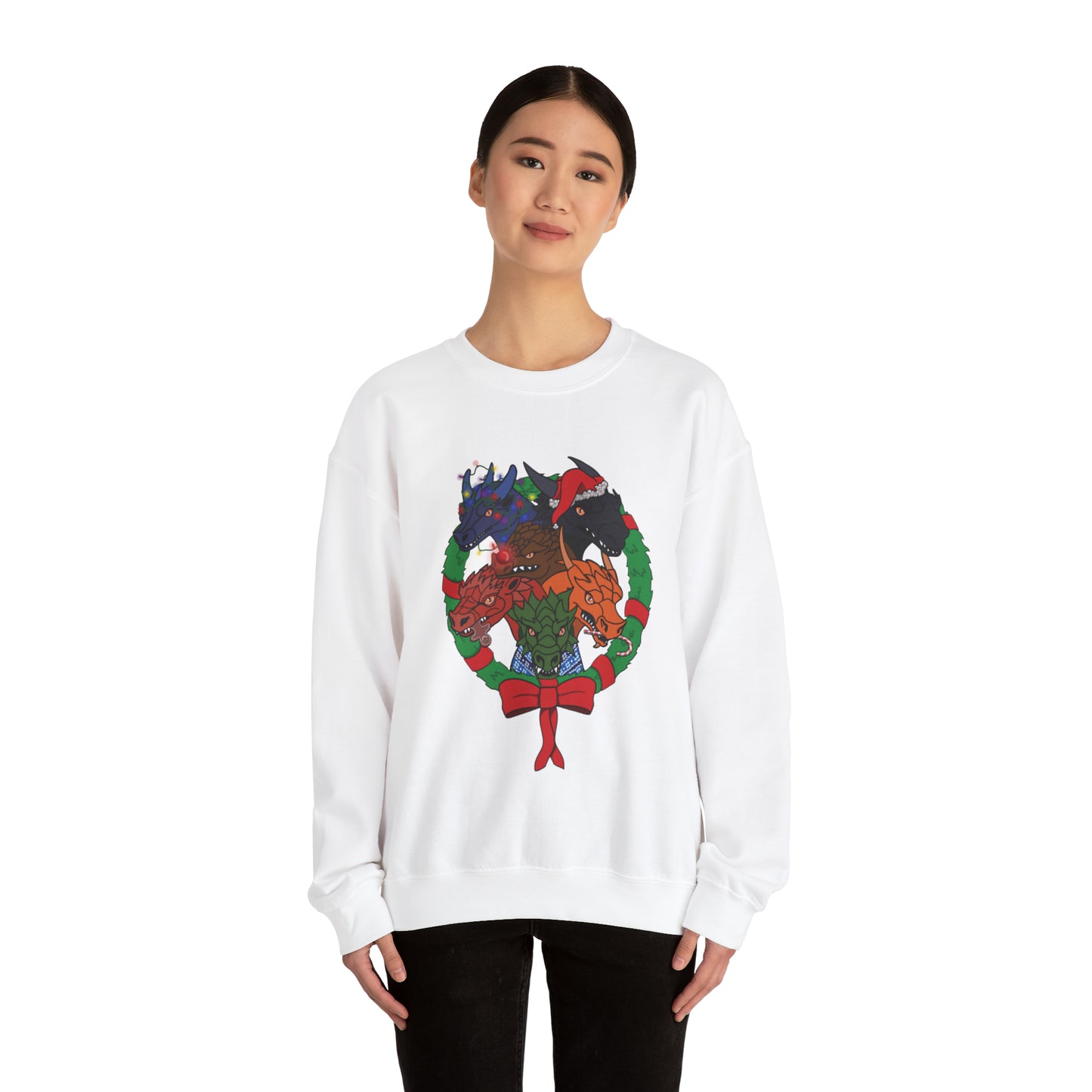 Dragon Christmas with no snow and wreath- Unisex Sweatshirt