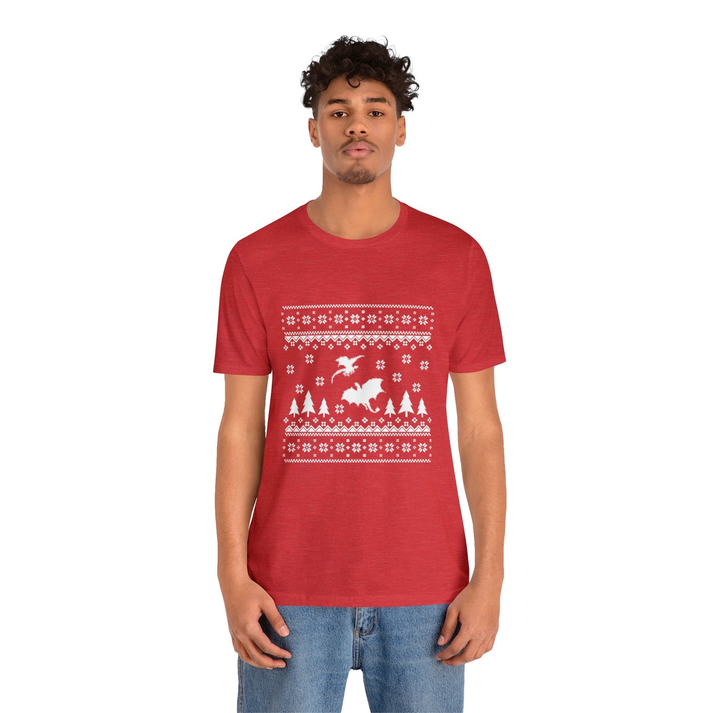 8-bit Fair Isle Dragon Christmas Version 5 - Unisex T-shirt