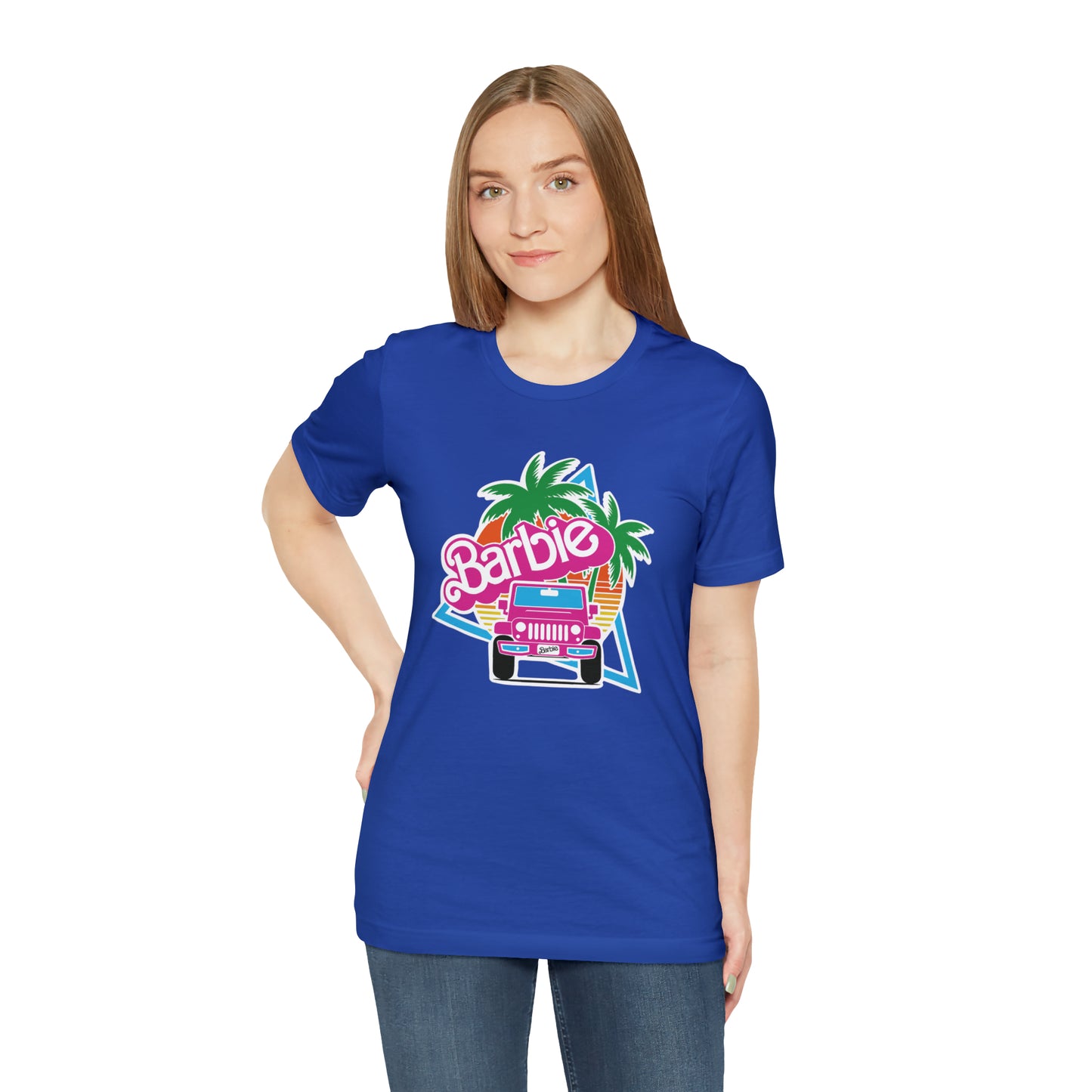 Signature Pink Barbie, Beep Beep Barbie Jeep, Unisex Jersey Short Sleeve Tee