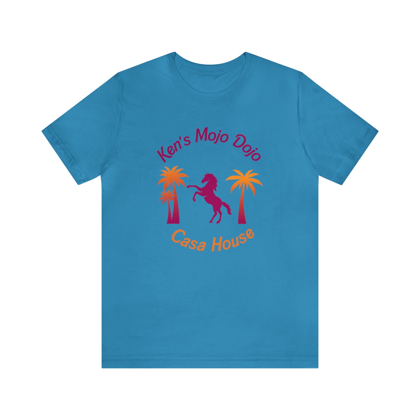 Warm Neon Palm Horse, Mojo Dojo Casa House, Unisex Jersey Short Sleeve Tee