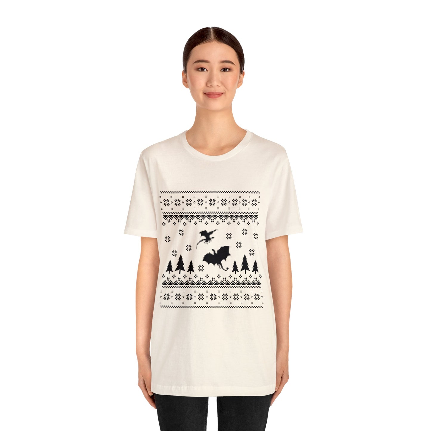 8-bit Fair Isle Dragon Christmas Version 5 - Unisex T-shirt