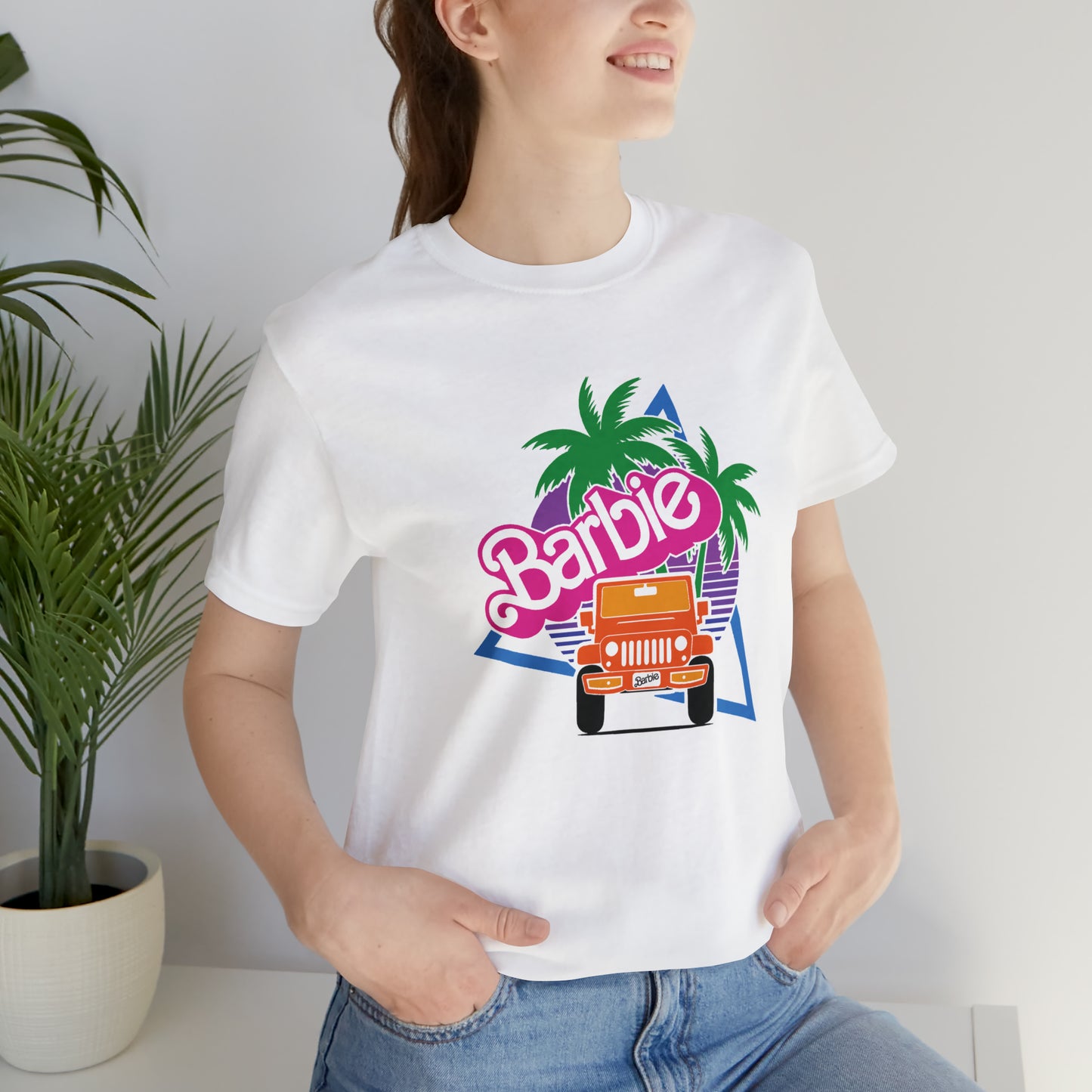 Orange, Beep Beep Barbie Jeep, Unisex Jersey Short Sleeve Tee