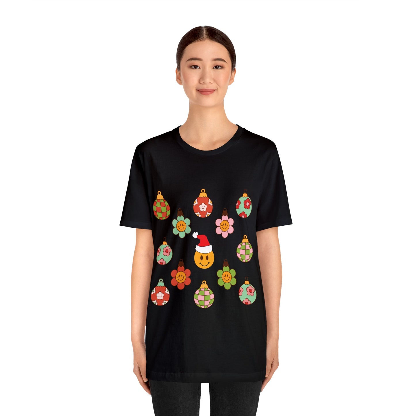 Groovy Smiley Christmas with NO back design - Unisex T-shirt