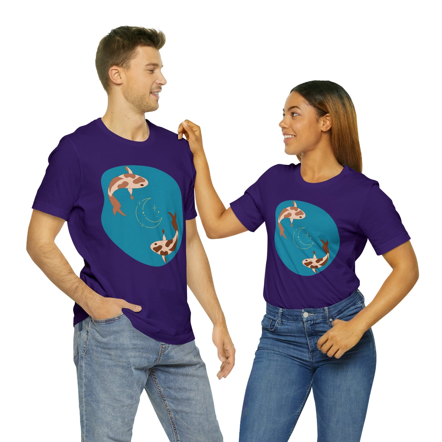 Blue Pond Moon Koi, Unisex Jersey Short Sleeve Tee