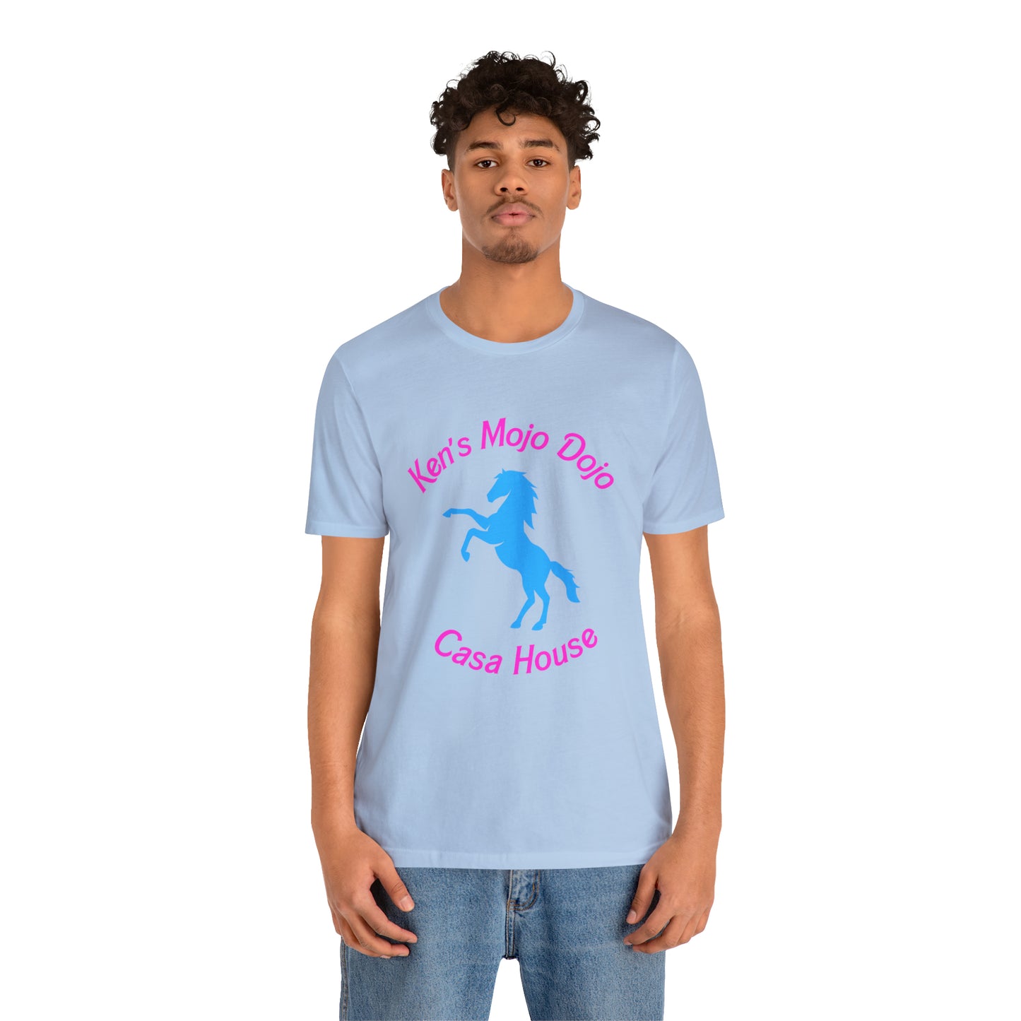 Neon Pink and Blue: Ken's Mojo Dojo Casa House, Unisex Jersey Short Sleeve Tee