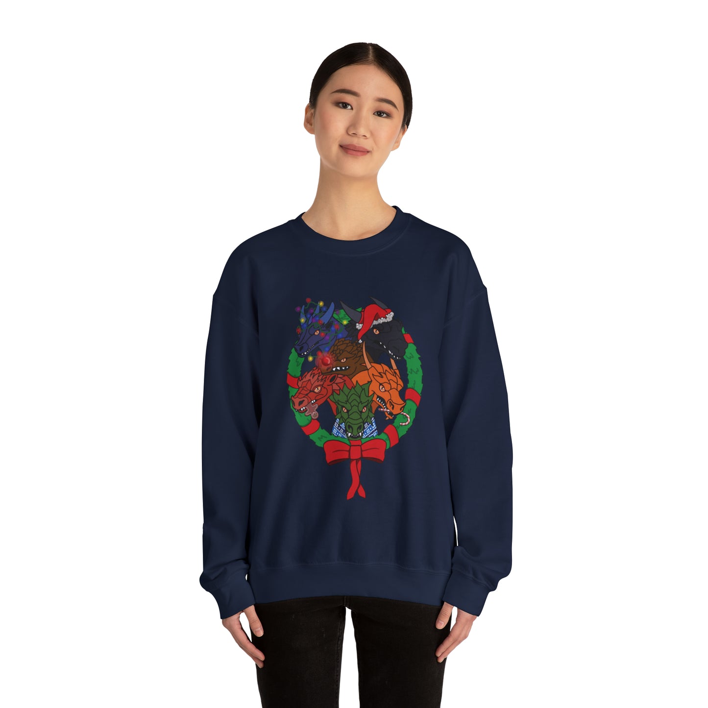 Dragon Christmas with no snow and wreath- Unisex Sweatshirt