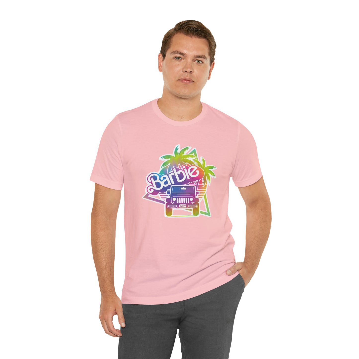 Tie dye 1, Beep Beep Barbie Jeep, Unisex Jersey Short Sleeve Tee
