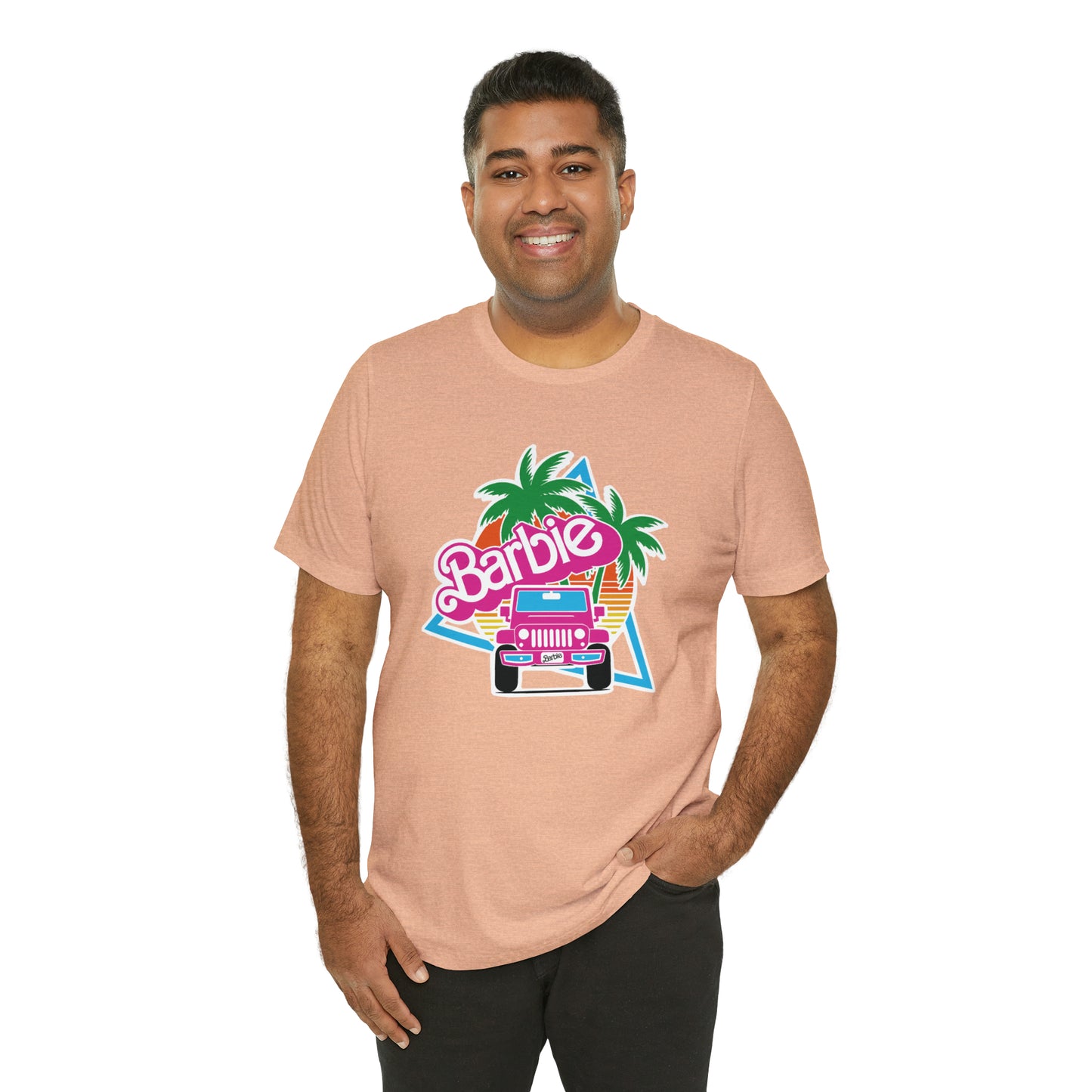 Signature Pink Barbie, Beep Beep Barbie Jeep, Unisex Jersey Short Sleeve Tee