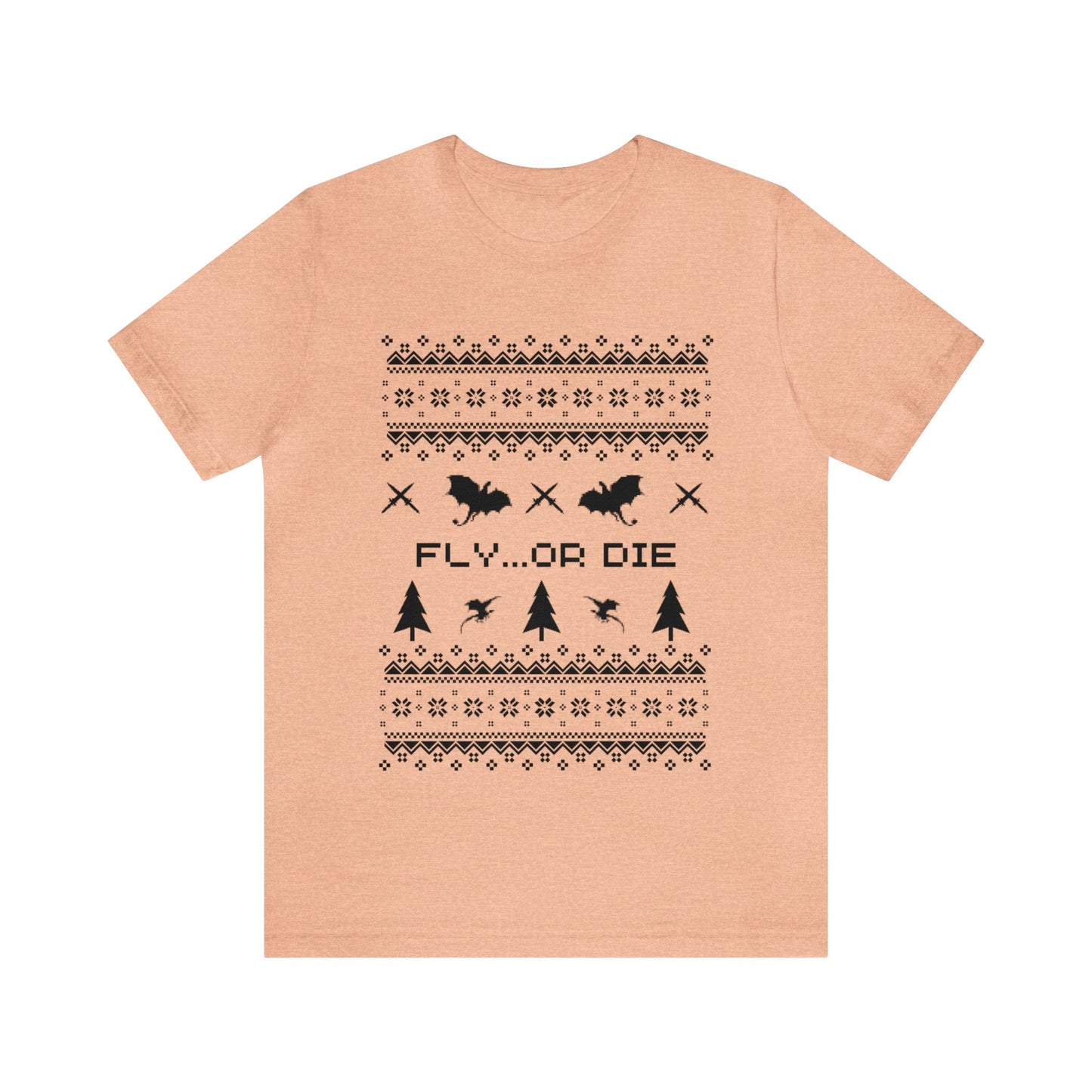 8-bit Fair Isle Dragon Christmas - Version 2 - Unisex T-shirt