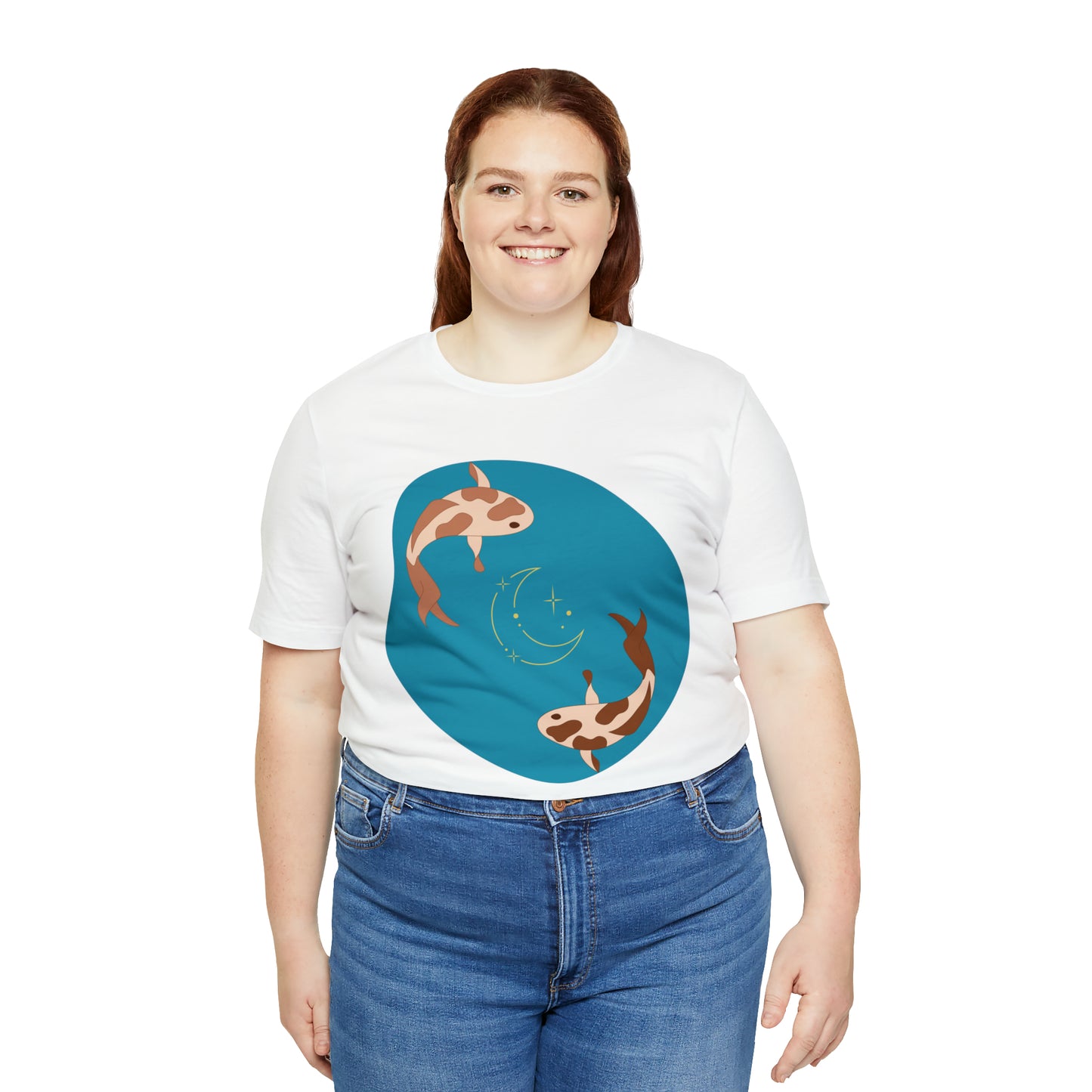 Blue Pond Moon Koi, Unisex Jersey Short Sleeve Tee