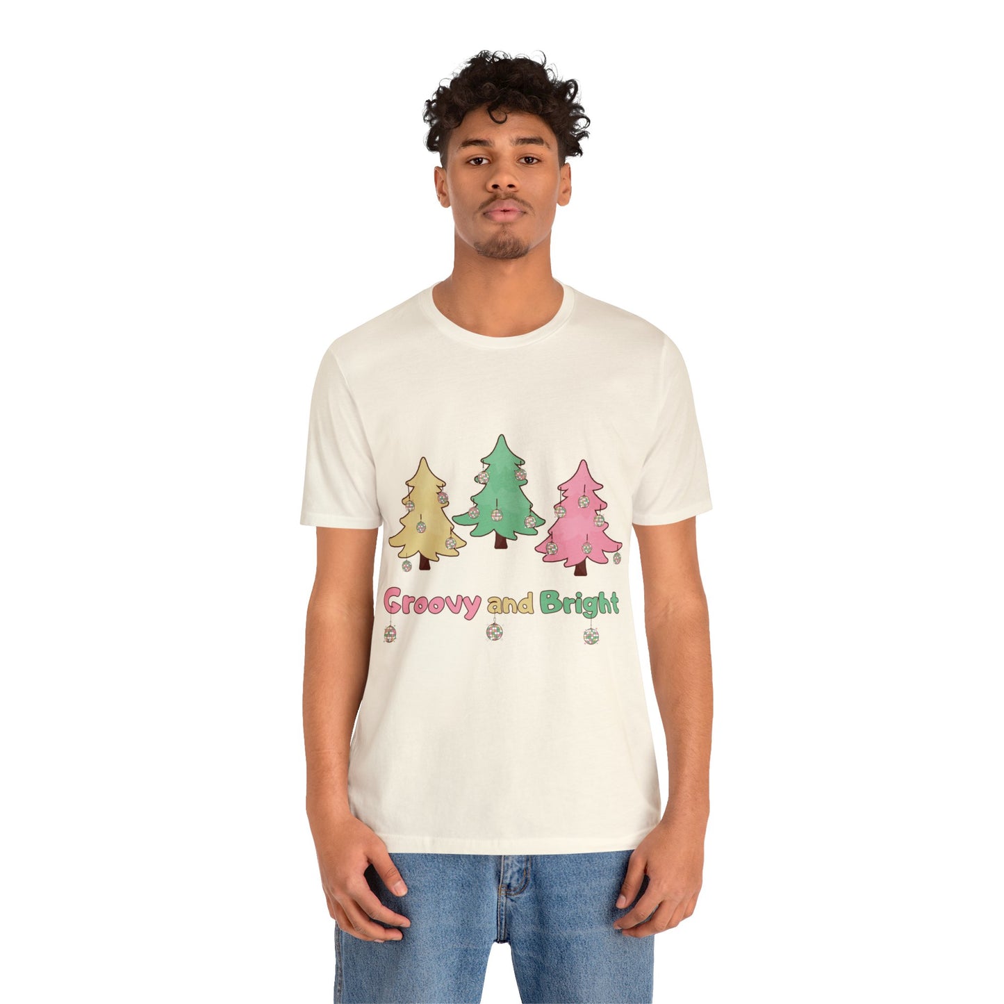 Pink Trees Farm Groovy and Bright Jingle Disco Ball on back - Unisex T-shirt