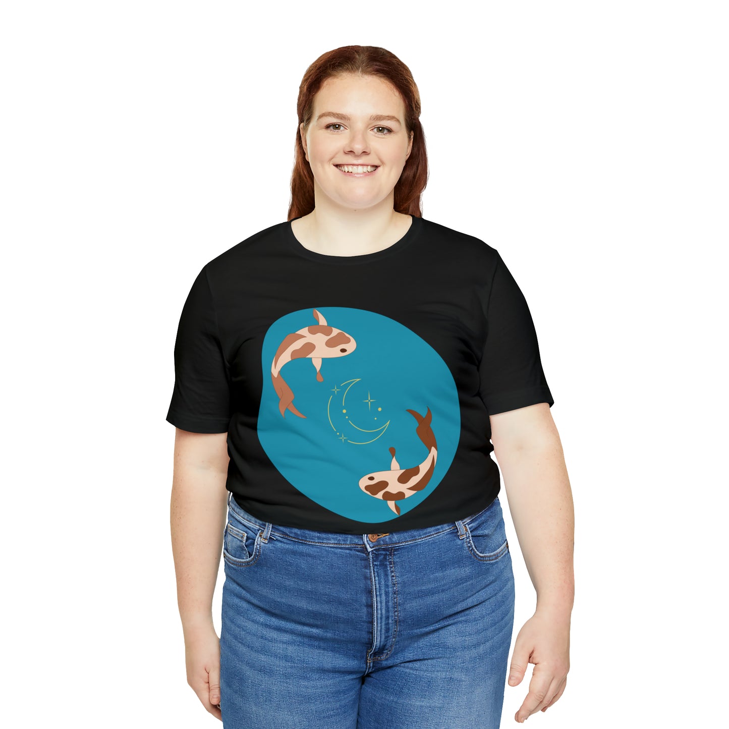 Blue Pond Moon Koi, Unisex Jersey Short Sleeve Tee