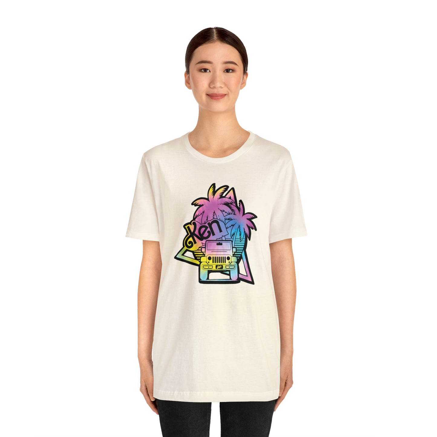 black outline tie dye, Beep Beep KEN Jeep, Unisex Jersey Short Sleeve Tee