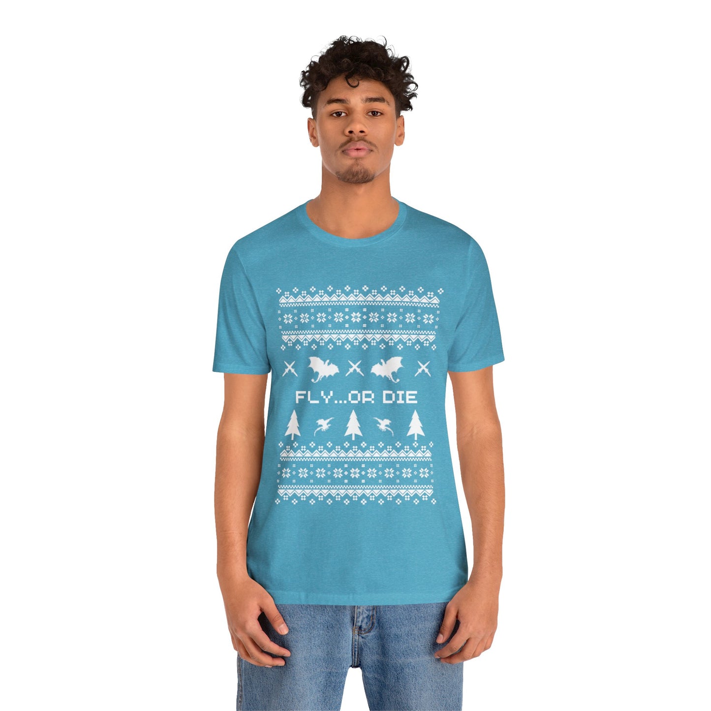 8-bit Fair Isle Dragon Christmas - Version 2 - Unisex T-shirt