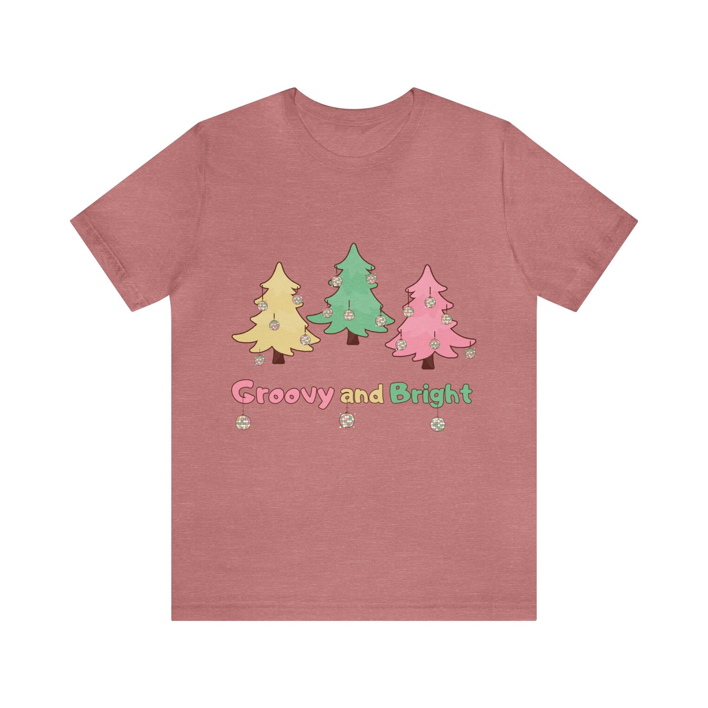 Pink Trees Farm Groovy and Bright Jingle Disco Ball on back - Unisex T-shirt