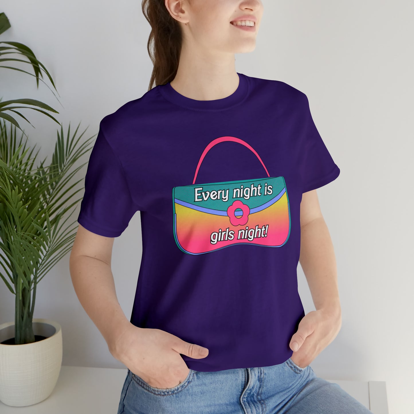 90's Purse: Every Night is Girl's Night, Unisex Jersey Short Sleeve Tee