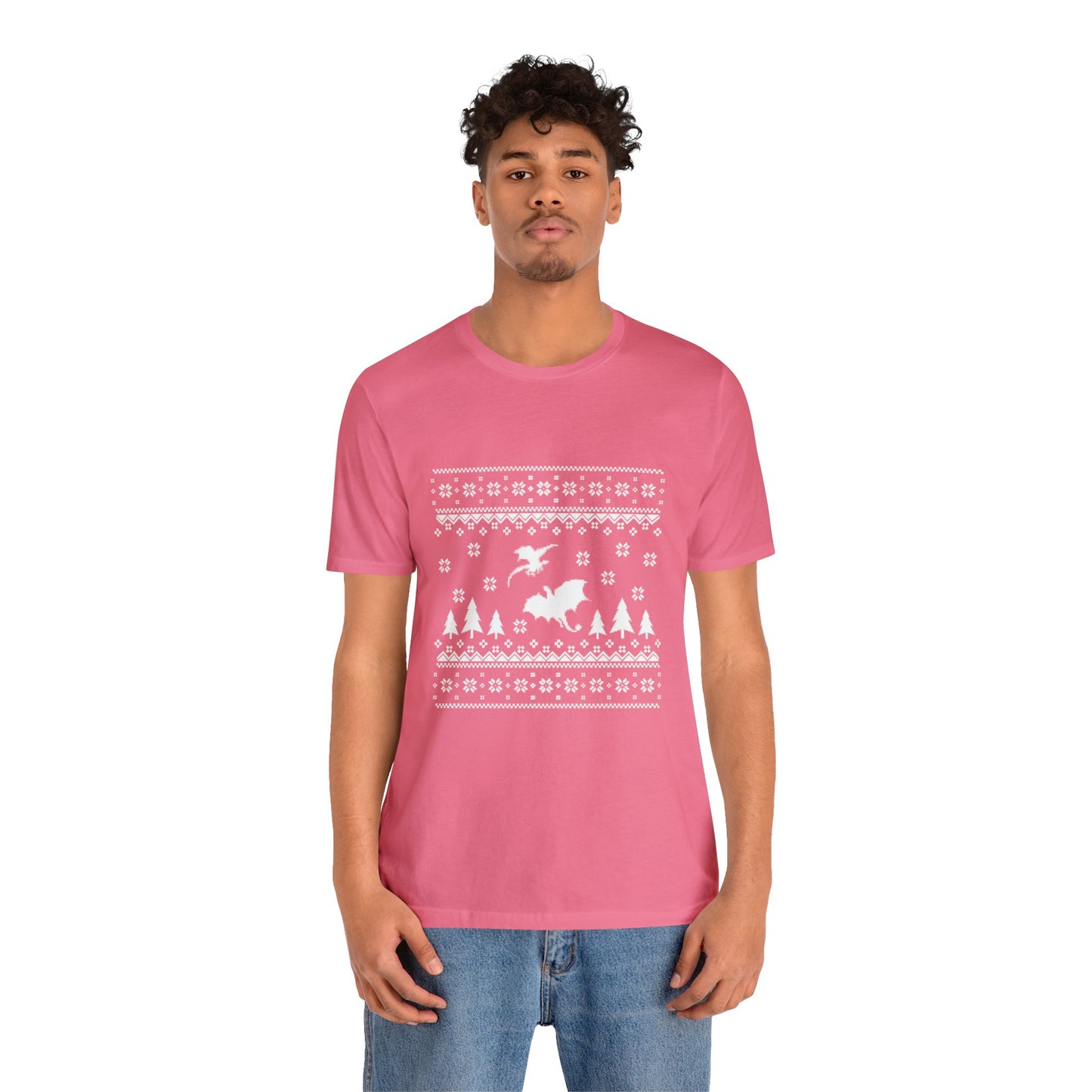 8-bit Fair Isle Dragon Christmas Version 5 - Unisex T-shirt