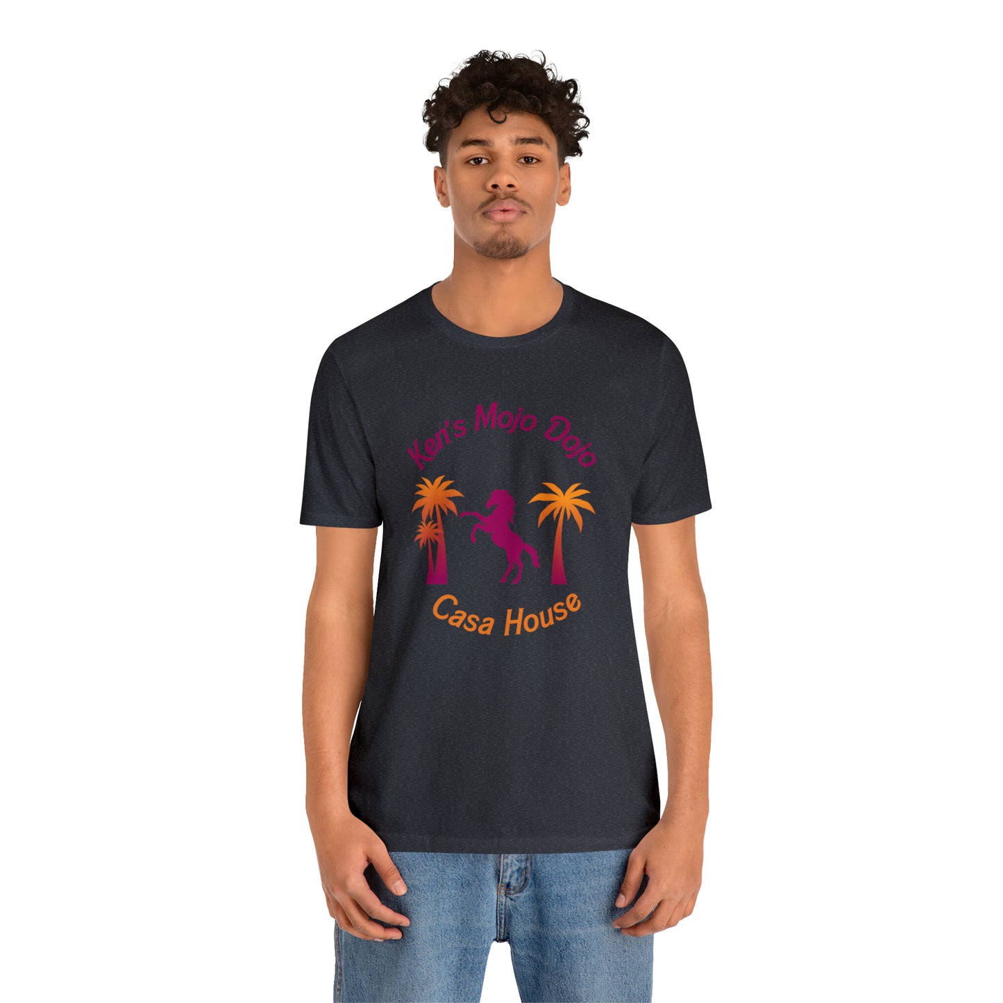 Warm Neon Palm Horse, Mojo Dojo Casa House, Unisex Jersey Short Sleeve Tee