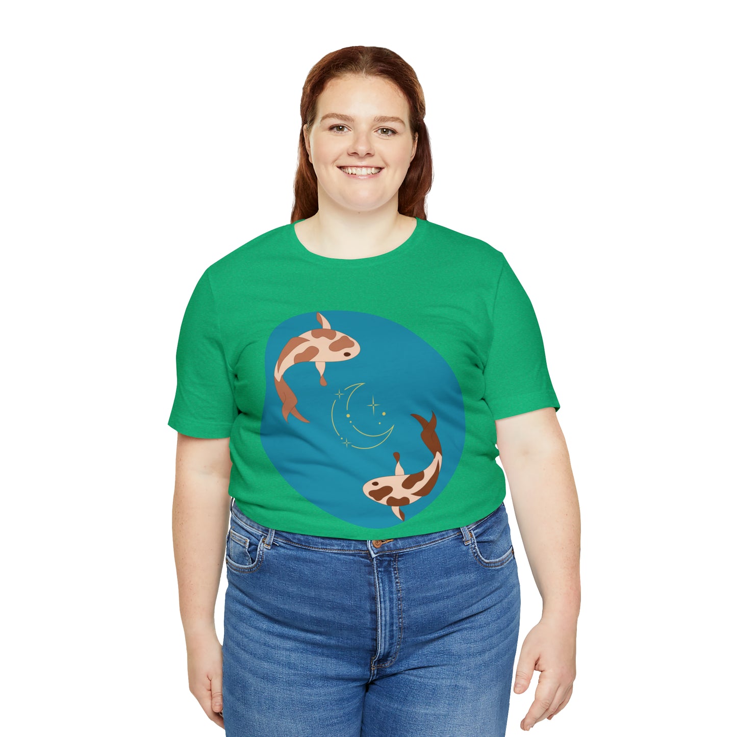 Blue Pond Moon Koi, Unisex Jersey Short Sleeve Tee