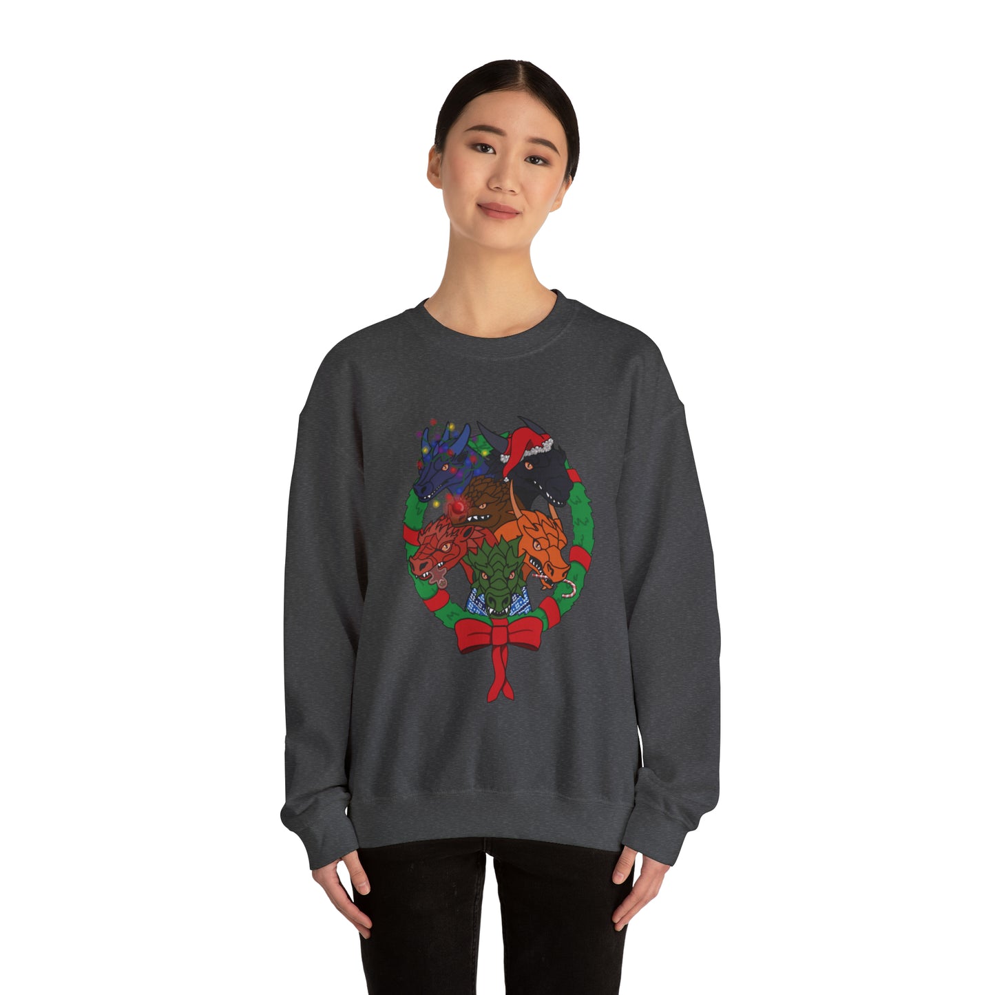 Dragon Christmas with no snow and wreath- Unisex Sweatshirt