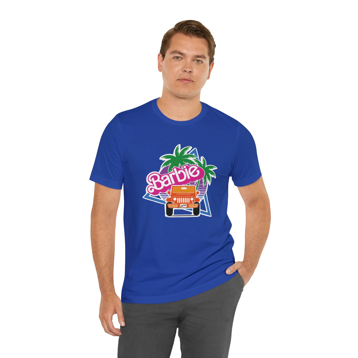 Orange, Beep Beep Barbie Jeep, Unisex Jersey Short Sleeve Tee