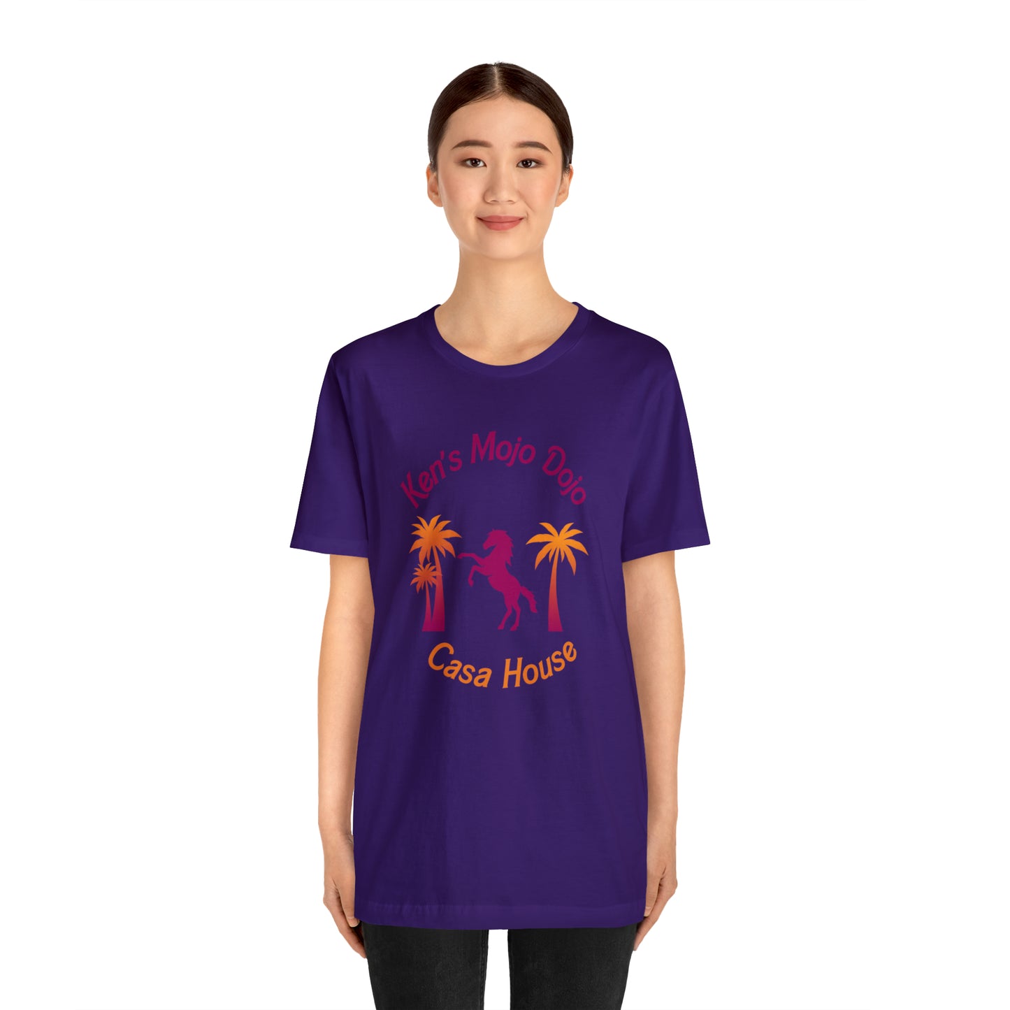 Warm Neon Palm Horse, Mojo Dojo Casa House, Unisex Jersey Short Sleeve Tee
