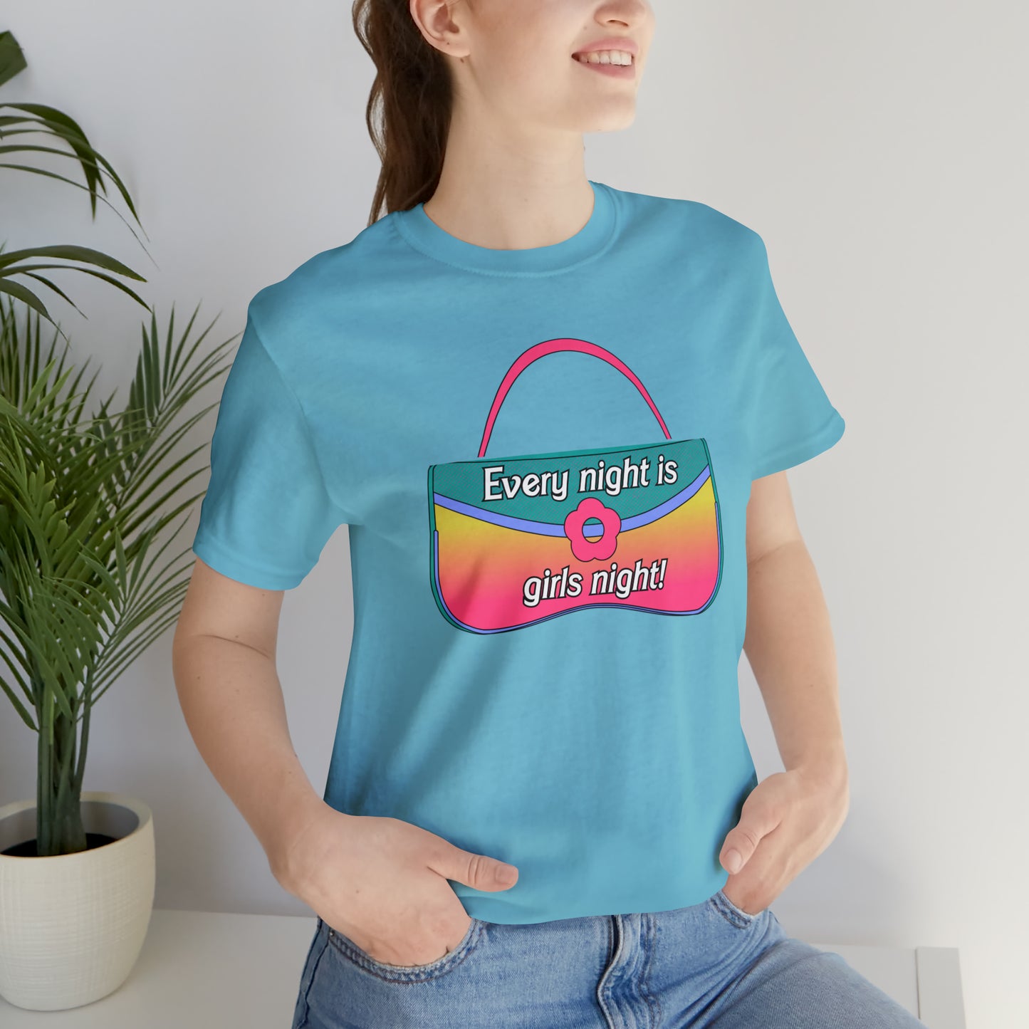 90's Purse: Every Night is Girl's Night, Unisex Jersey Short Sleeve Tee